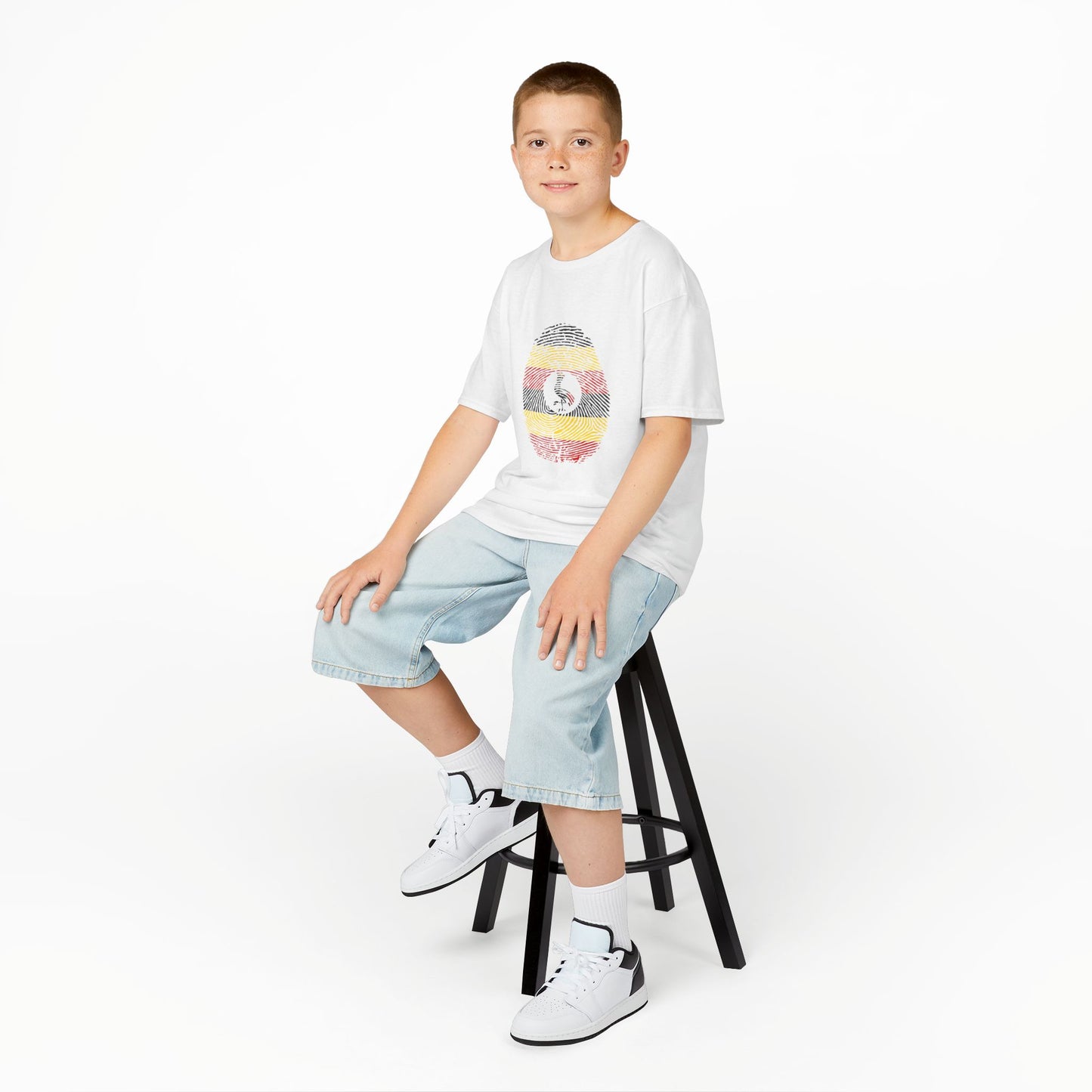 UGANDA Fingerprint flag Soccer World Cup Fan T-Shirt (KIDS - UNISEX)