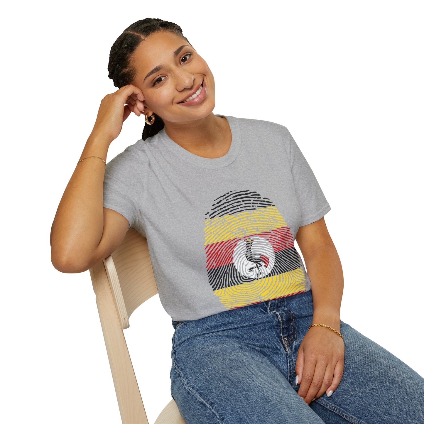 UGANDA Fingerprint flag Soccer World Cup Fan T-Shirt (WOMEN)