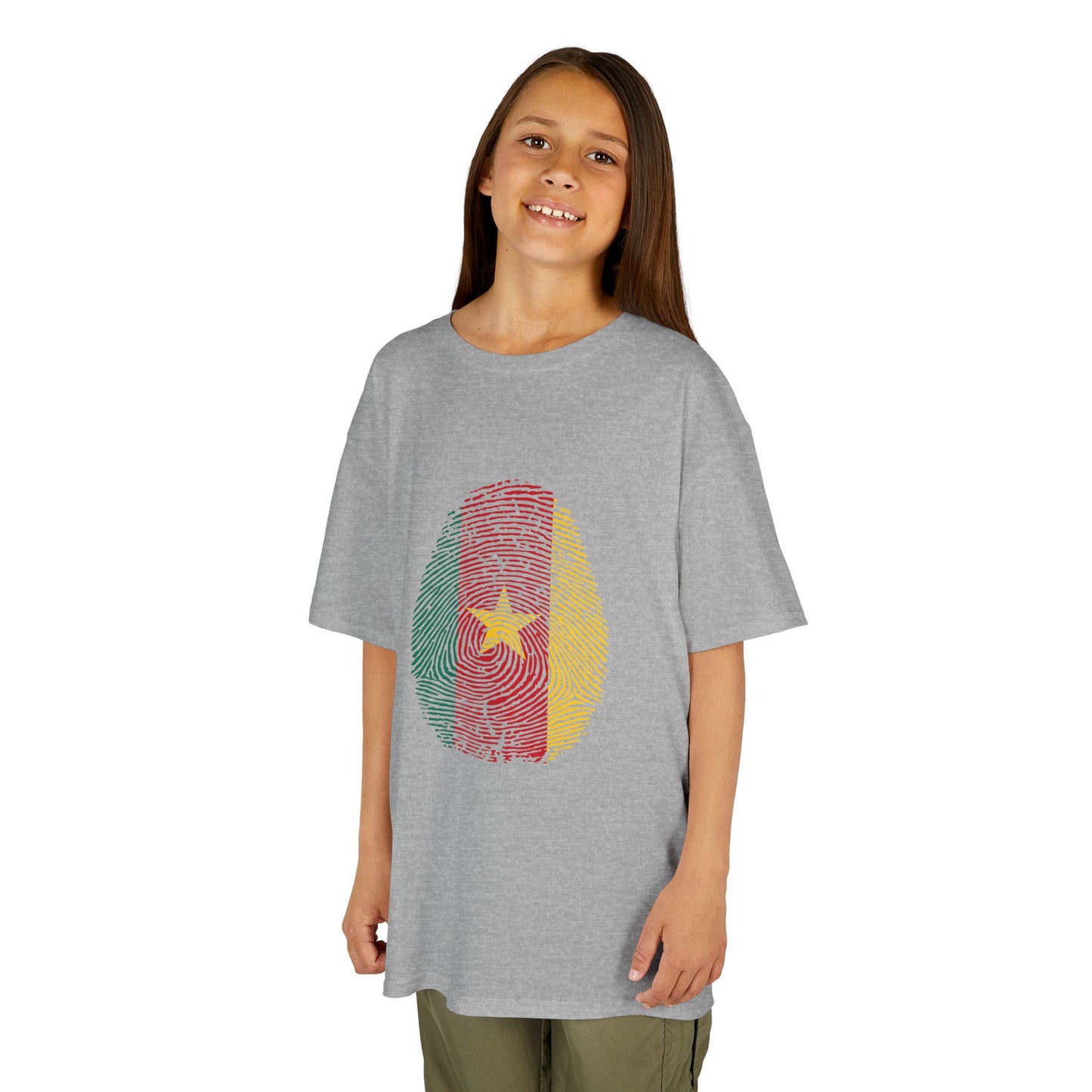 CAMEROON Fingerprint flag Soccer World Cup Fan T-Shirt (KIDS - UNISEX)
