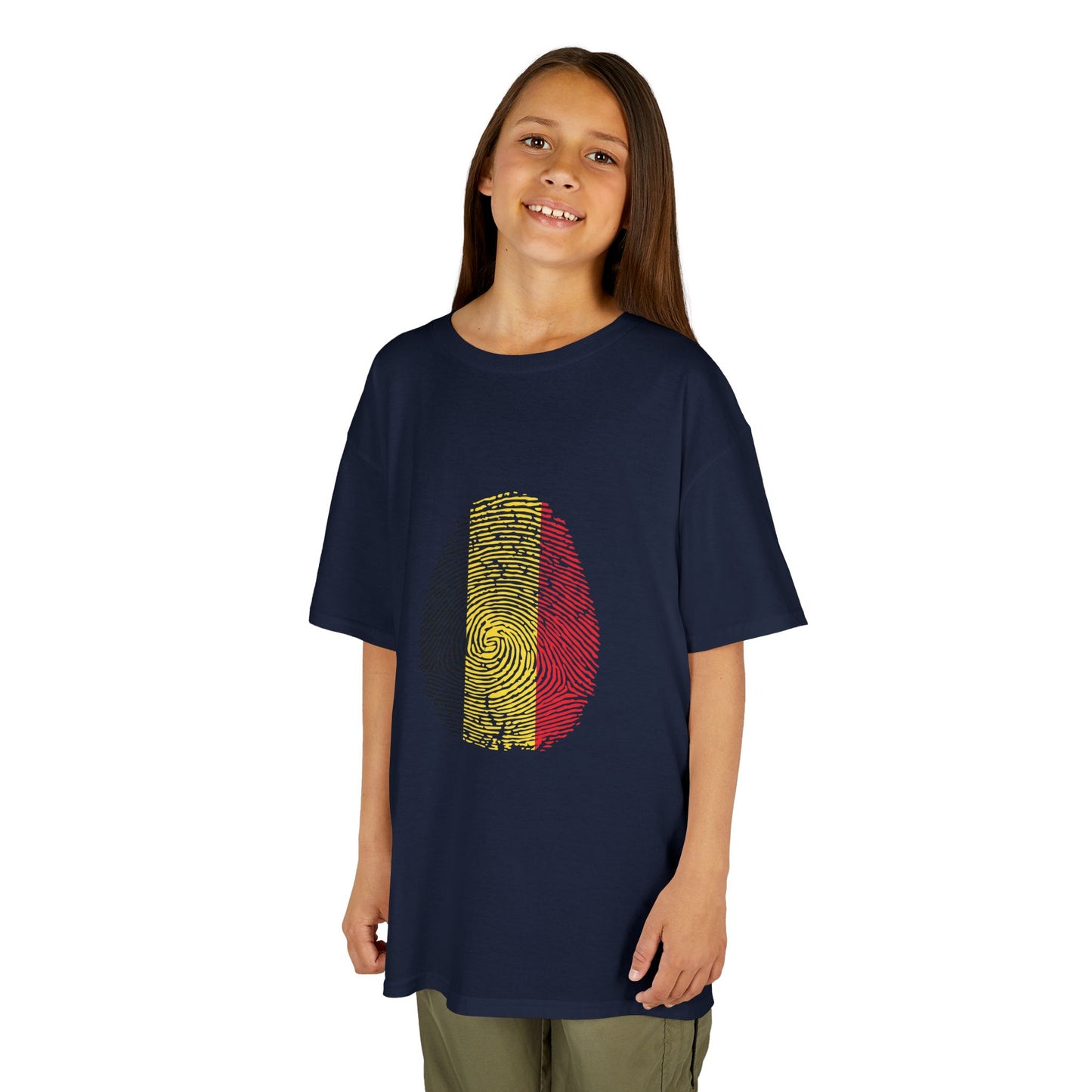 BELGIUM Fingerprint flag Soccer World Cup Fan T-Shirt (KIDS - UNISEX)