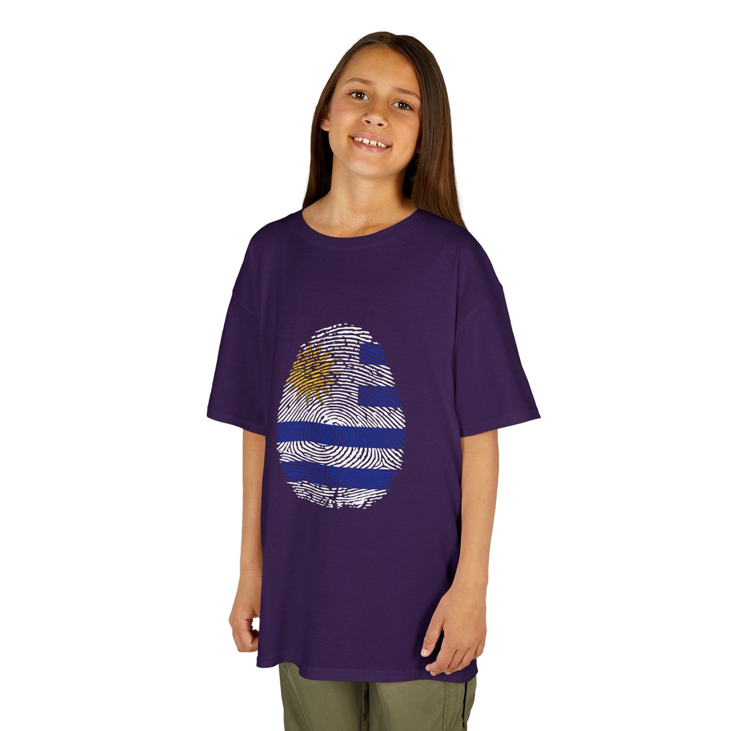 URUGUAY Fingerprint flag Soccer World Cup Fan T-Shirt (KIDS - UNISEX)