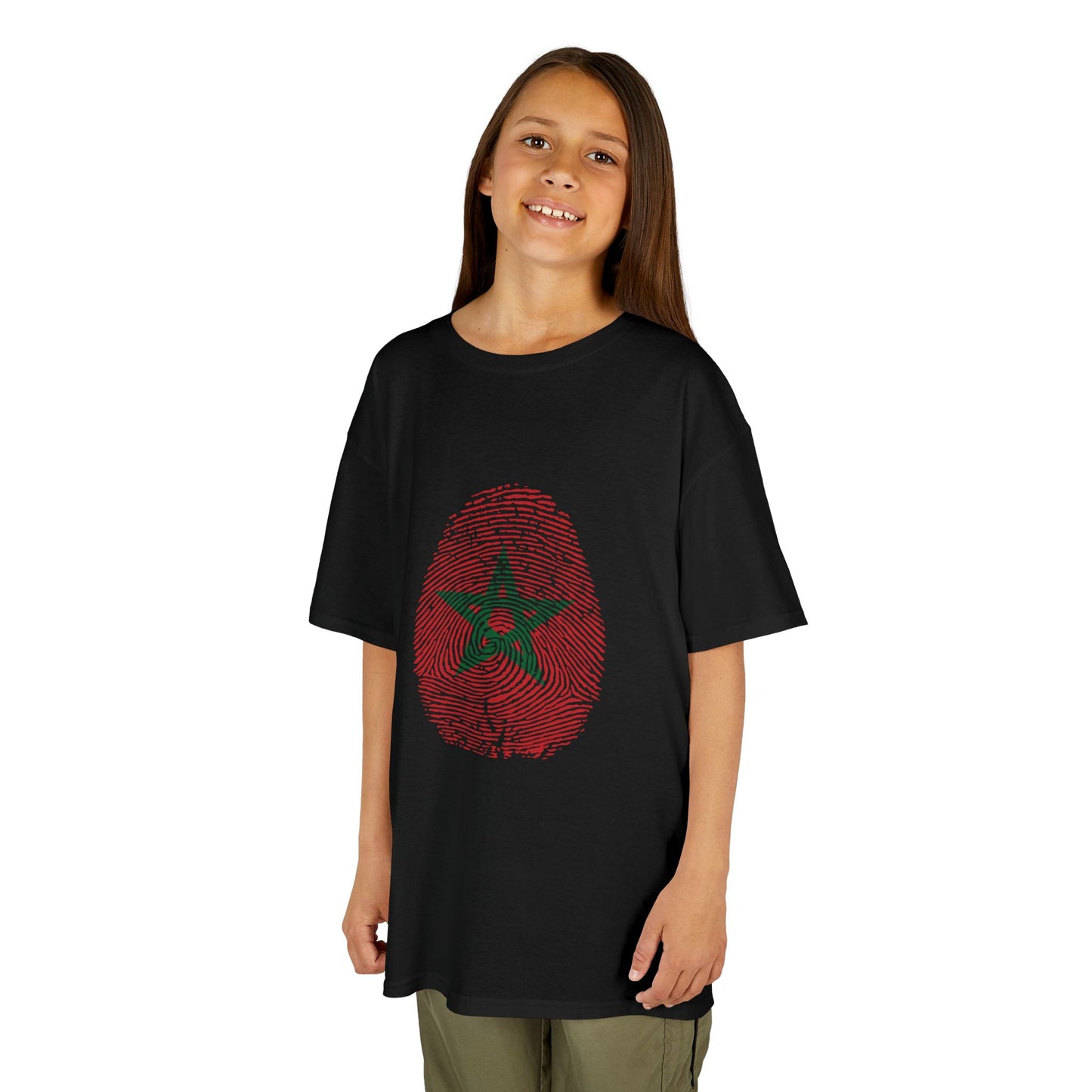 MOROCCO Fingerprint flag Soccer World Cup Fan T-Shirt (KIDS - UNISEX)