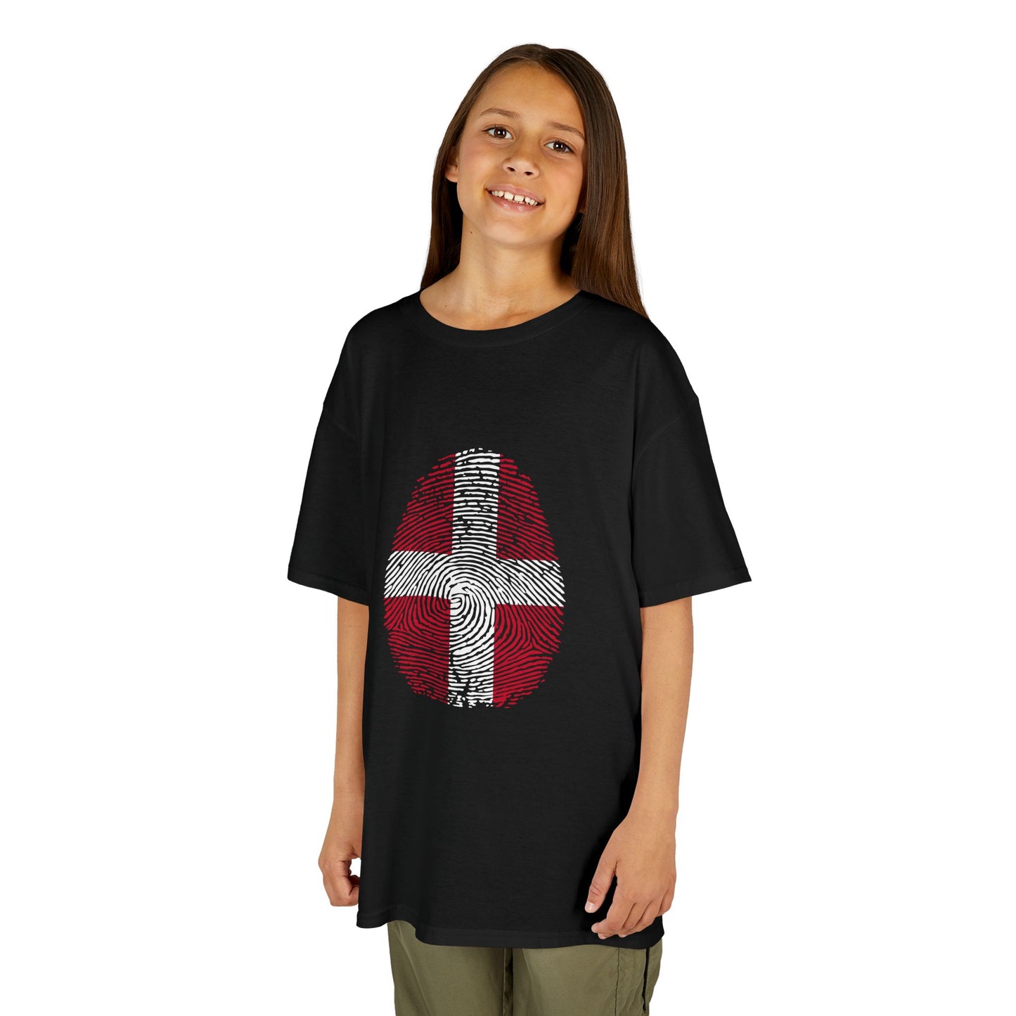 DENMARK Fingerprint flag Soccer World Cup Fan T-Shirt (KIDS - UNISEX)