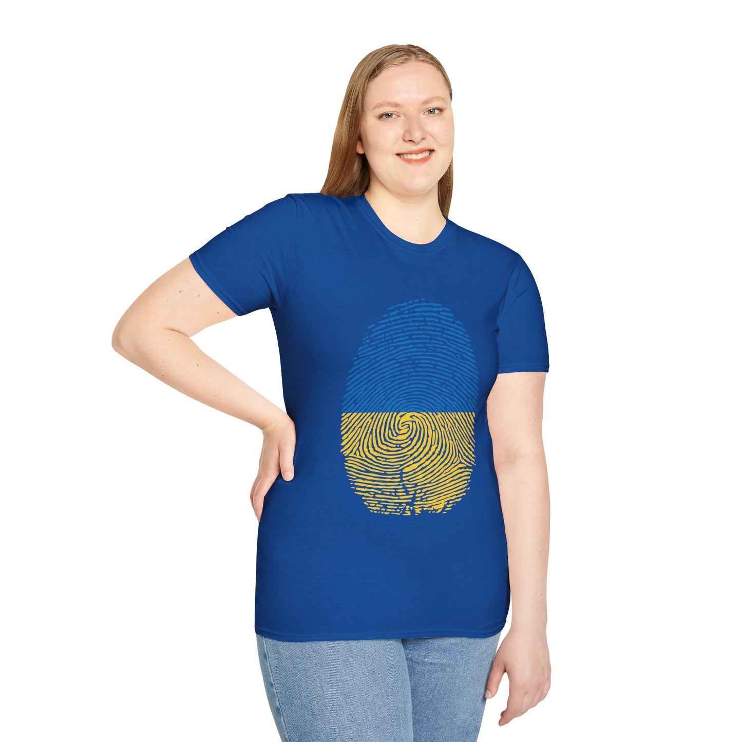 UKRAINE Fingerprint flag Soccer World Cup Fan T-Shirt (WOMEN)
