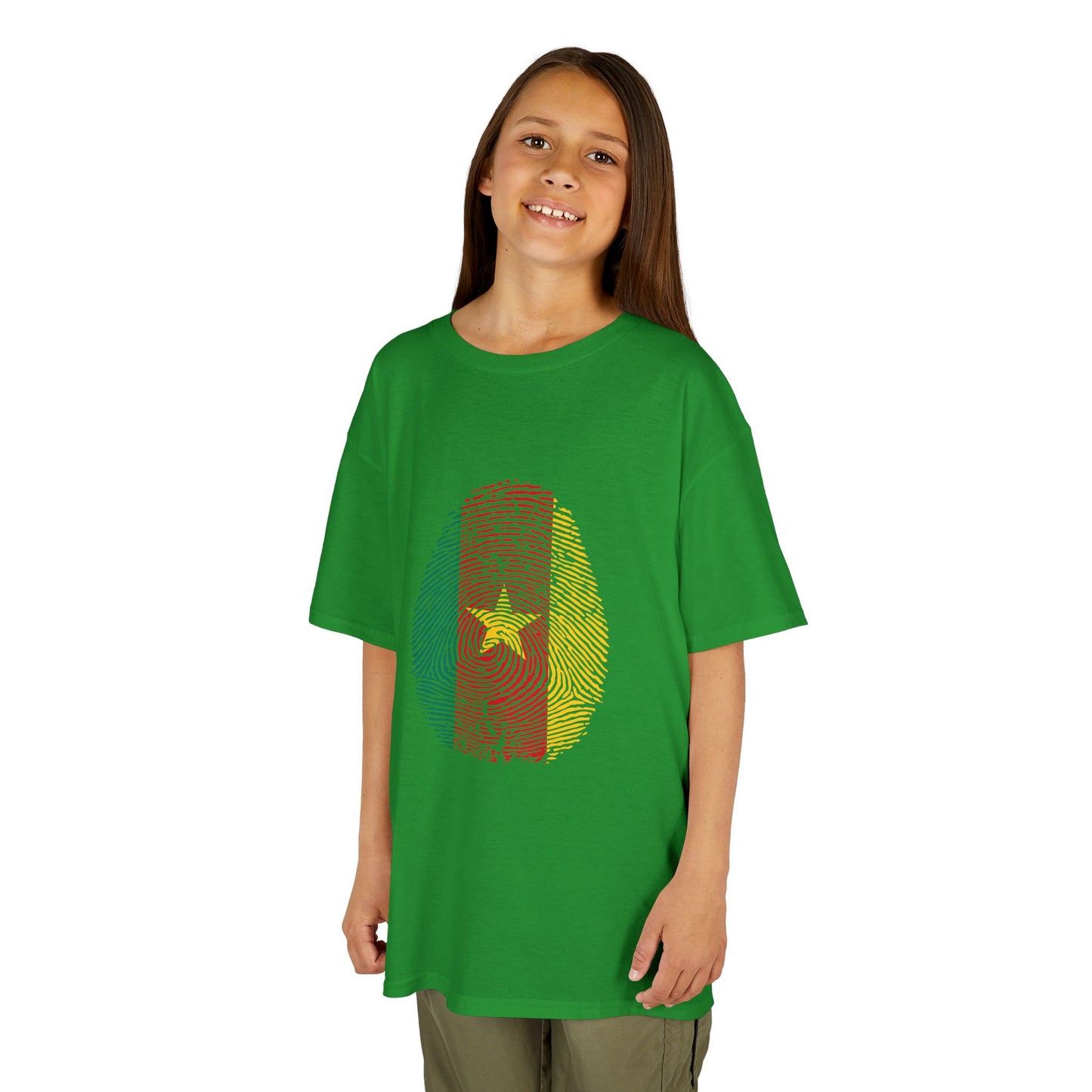 CAMEROON Fingerprint flag Soccer World Cup Fan T-Shirt (KIDS - UNISEX)