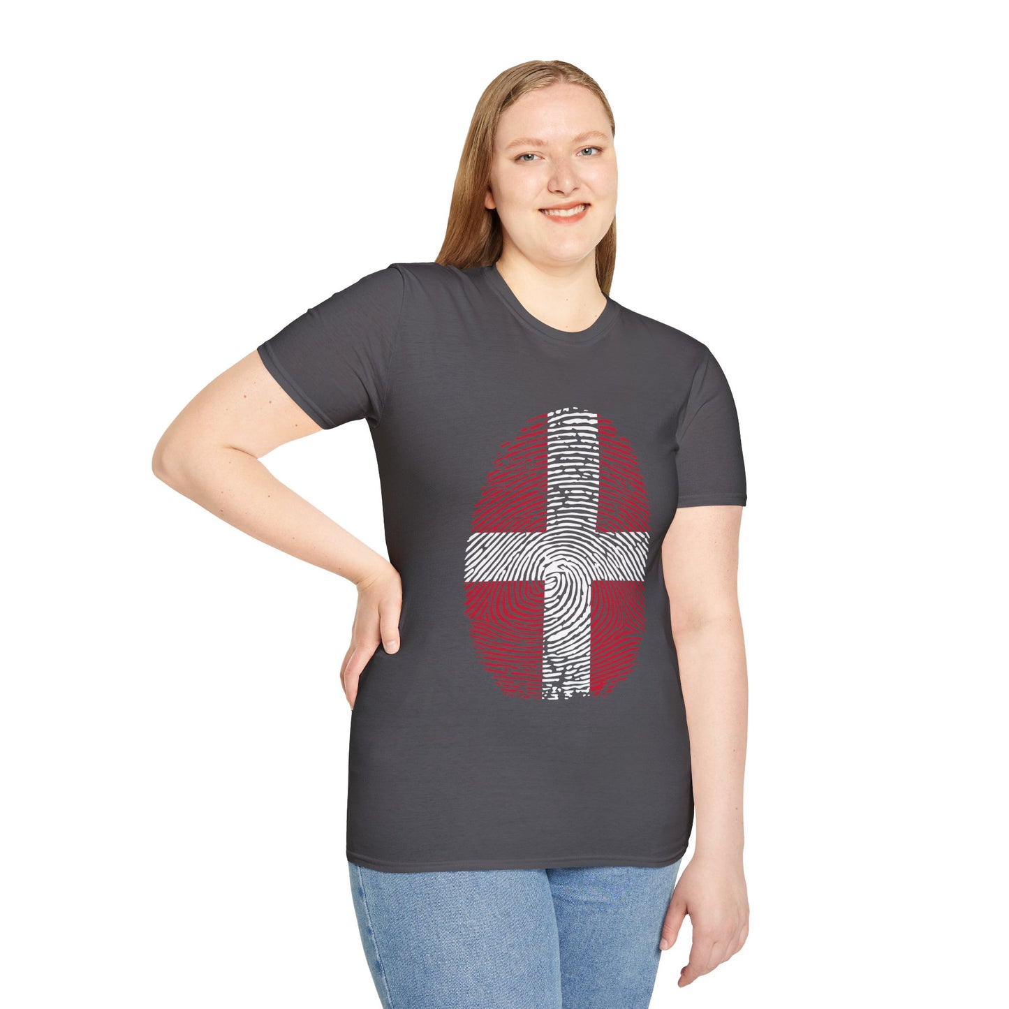 DENMARK Fingerprint flag Soccer World Cup Fan T-Shirt (WOMEN)