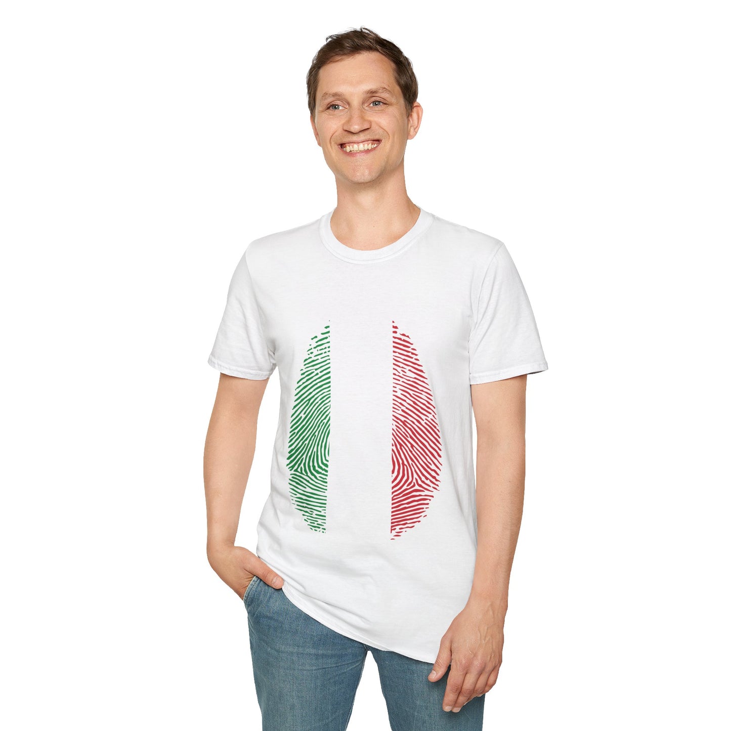 ITALY Fingerprint flag Soccer World Cup Fan T-Shirt (MEN)