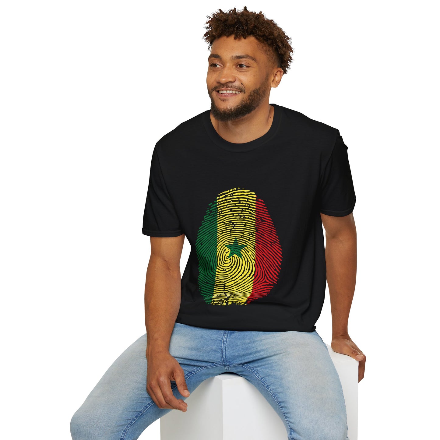 SENEGAL Fingerprint flag Soccer World Cup Fan T-Shirt (MEN)