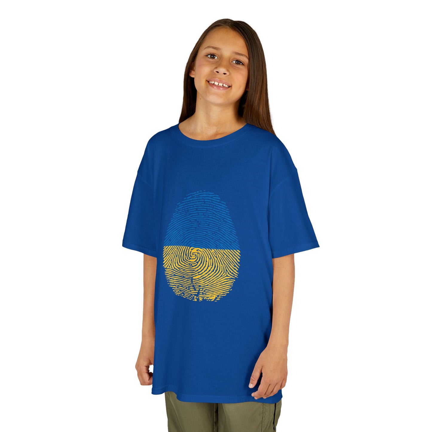 UKRAINE Fingerprint flag Soccer World Cup Fan T-Shirt (KIDS - UNISEX)