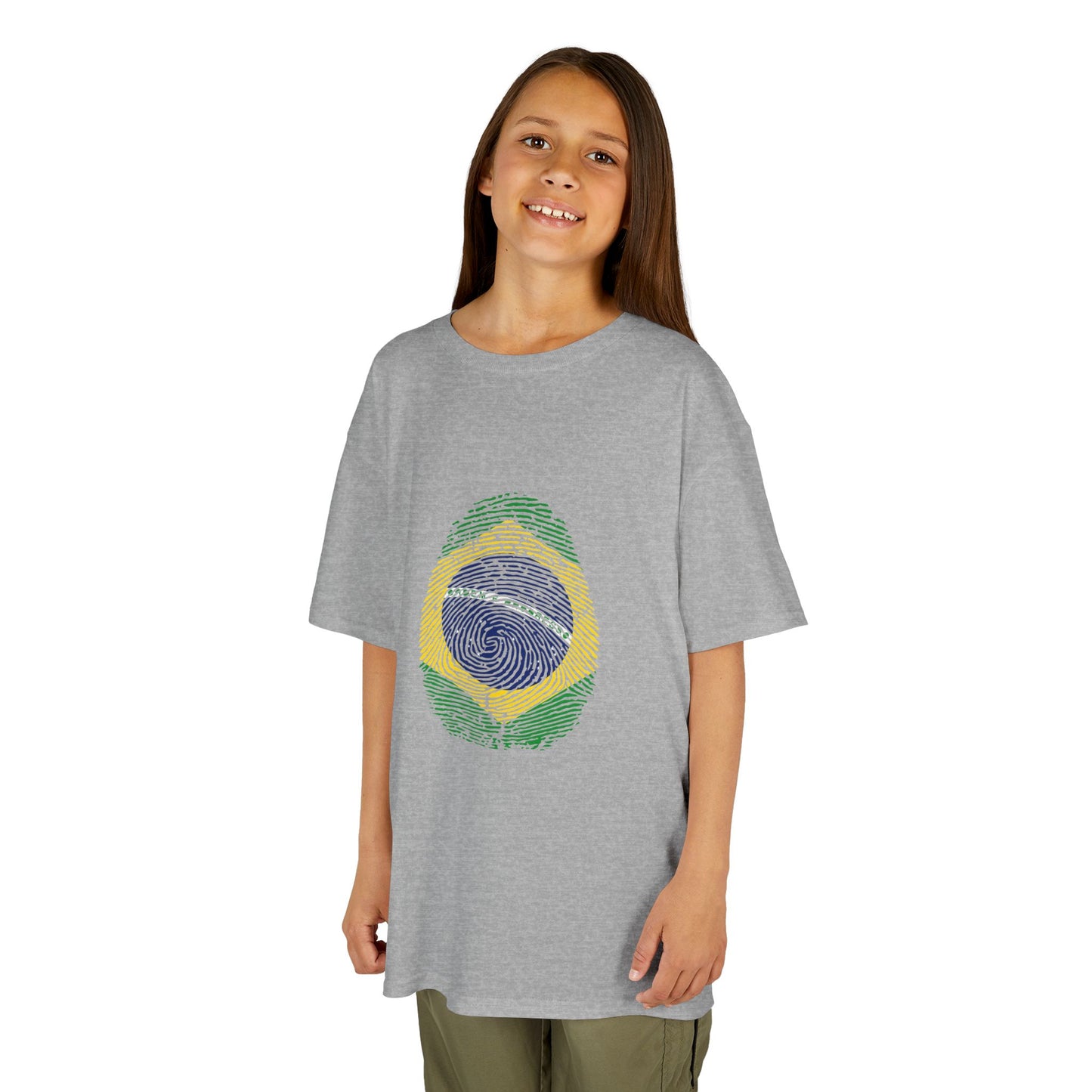 BRAZIL Fingerprint flag Soccer World Cup Fan T-Shirt (KIDS - UNISEX)