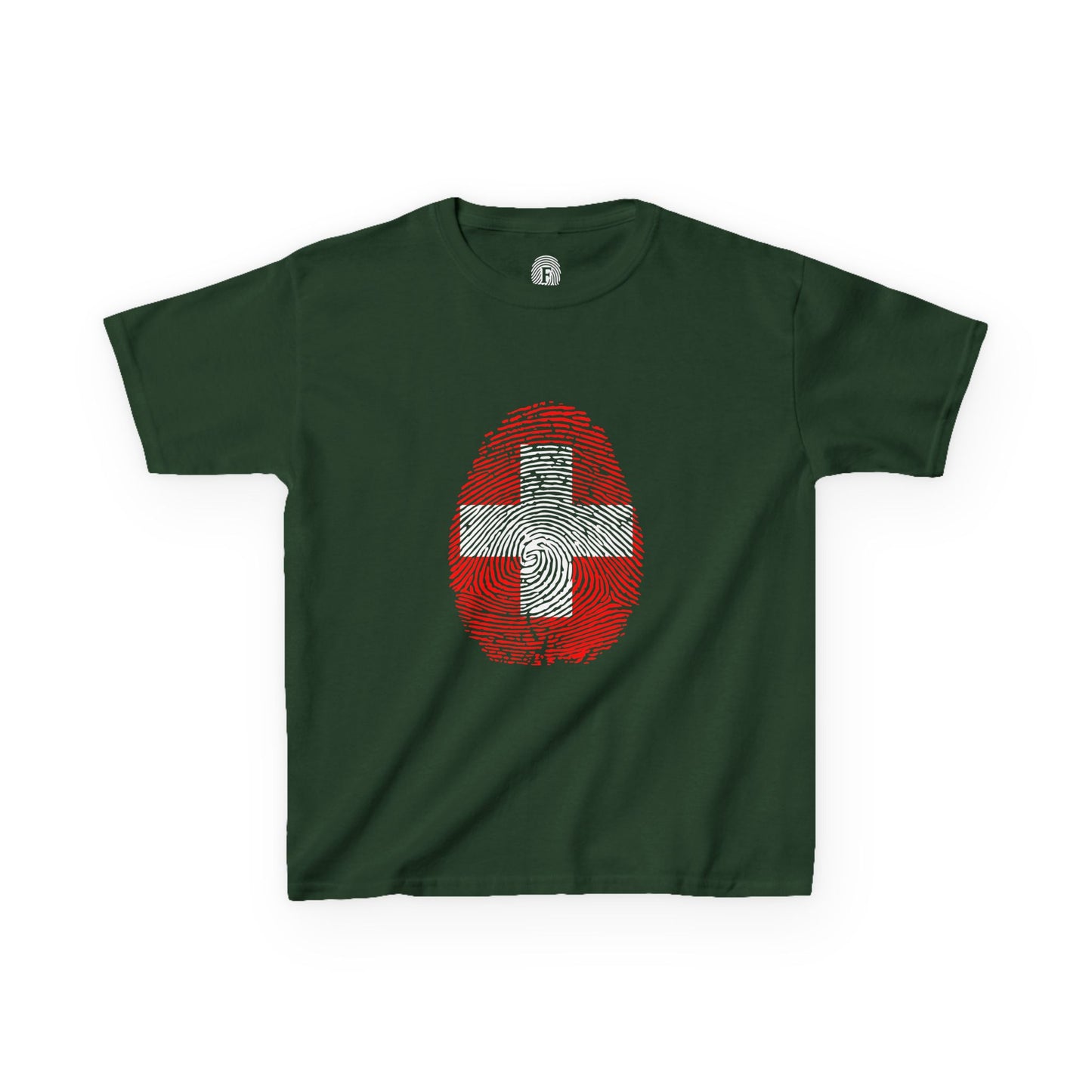 SWITZERLAND Fingerprint flag Soccer World Cup Fan T-Shirt (KIDS - UNISEX)