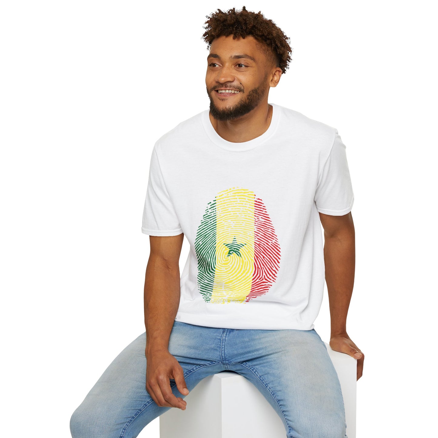 SENEGAL Fingerprint flag Soccer World Cup Fan T-Shirt (MEN)