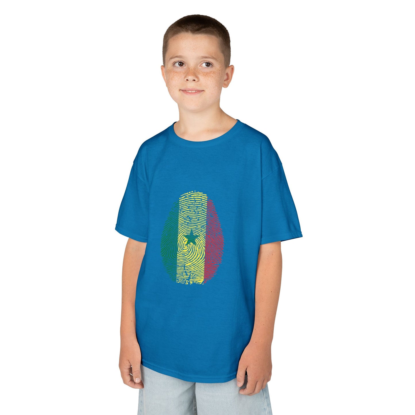 SENEGAL Fingerprint flag Soccer World Cup Fan T-Shirt (KIDS - UNISEX)