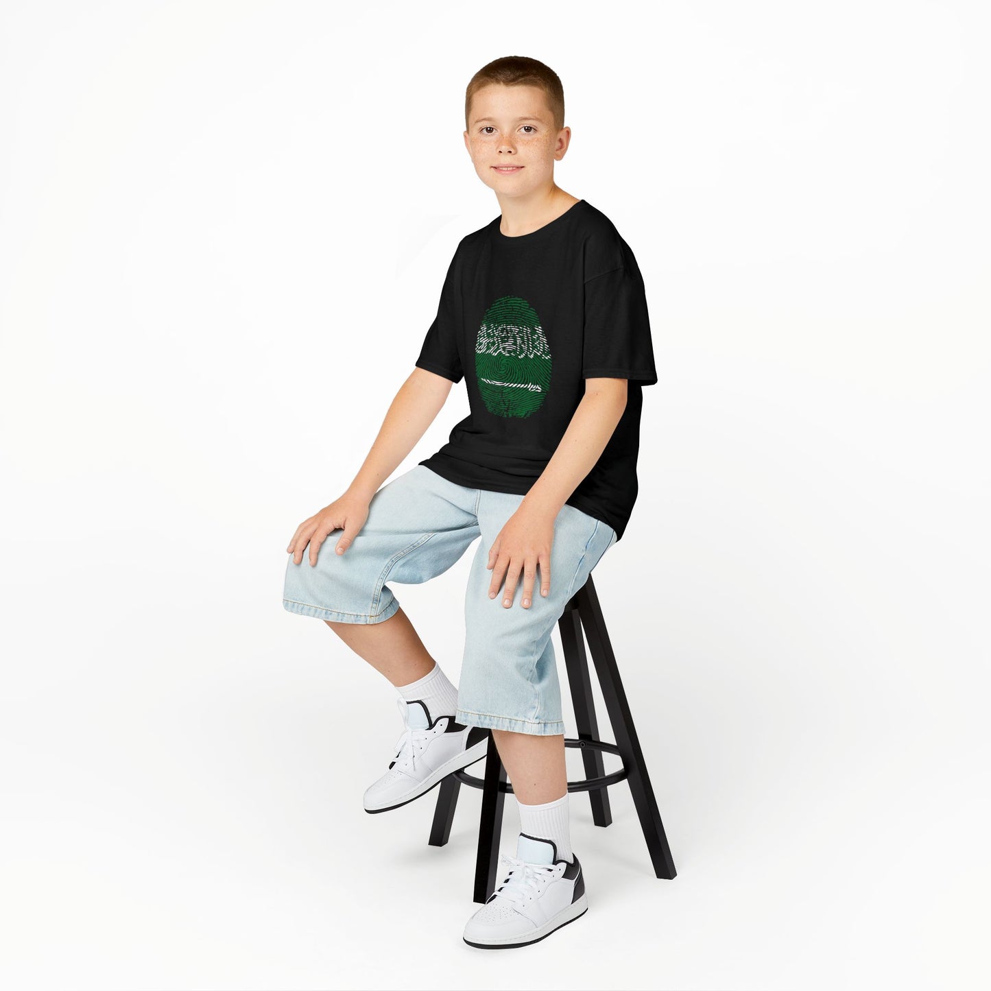 SAUDI ARABIA Fingerprint flag Soccer World Cup Fan T-Shirt (KIDS - UNISEX)