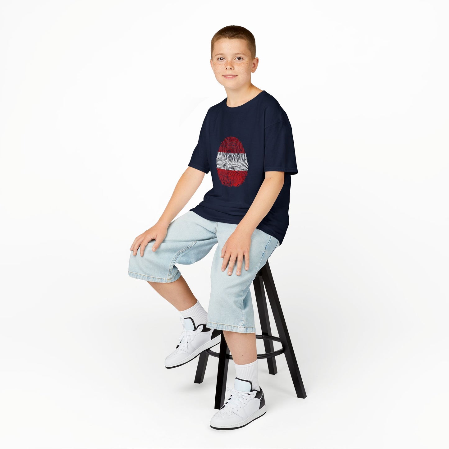 AUSTRIA Fingerprint flag Soccer World Cup Fan T-Shirt (KIDS - UNISEX)