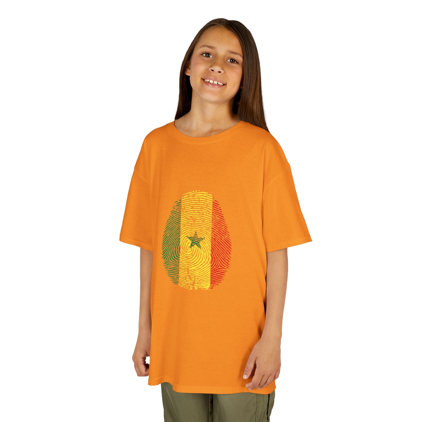 SENEGAL Fingerprint flag Soccer World Cup Fan T-Shirt (KIDS - UNISEX)