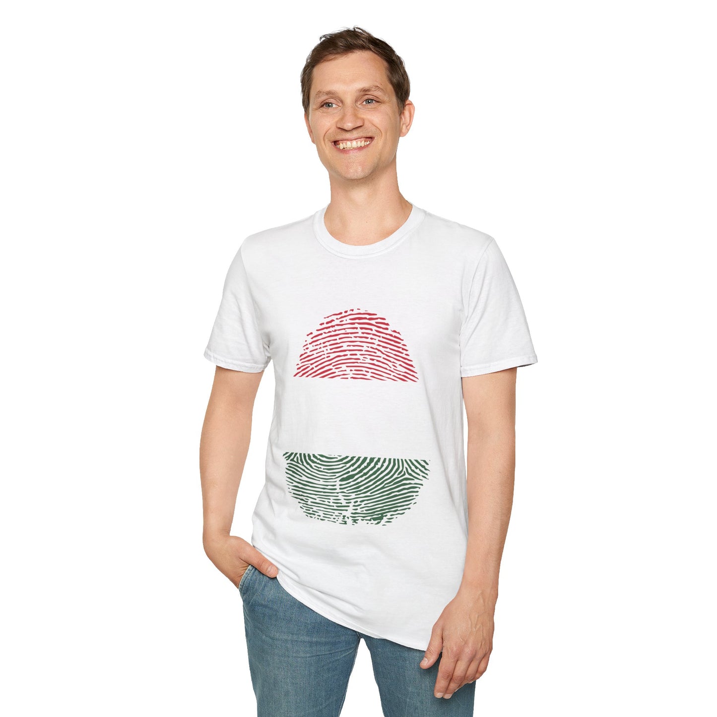 HUNGARY Fingerprint flag Soccer World Cup Fan T-Shirt (MEN)