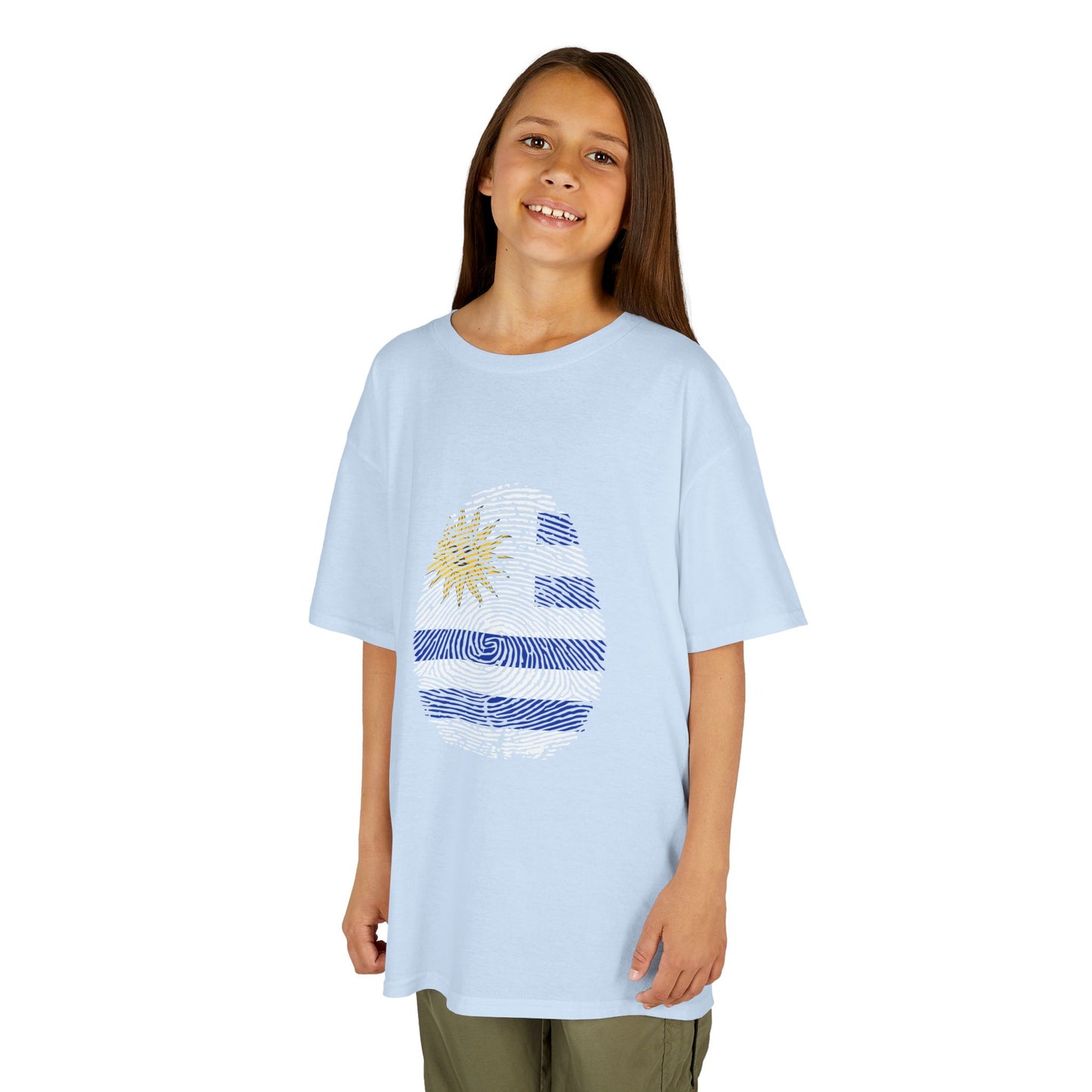 URUGUAY Fingerprint flag Soccer World Cup Fan T-Shirt (KIDS - UNISEX)