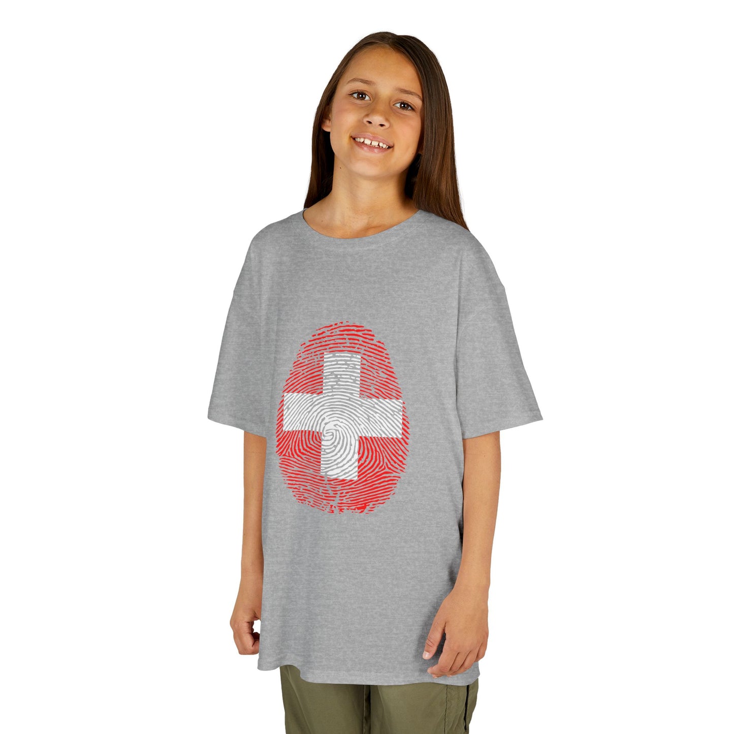 SWITZERLAND Fingerprint flag Soccer World Cup Fan T-Shirt (KIDS - UNISEX)