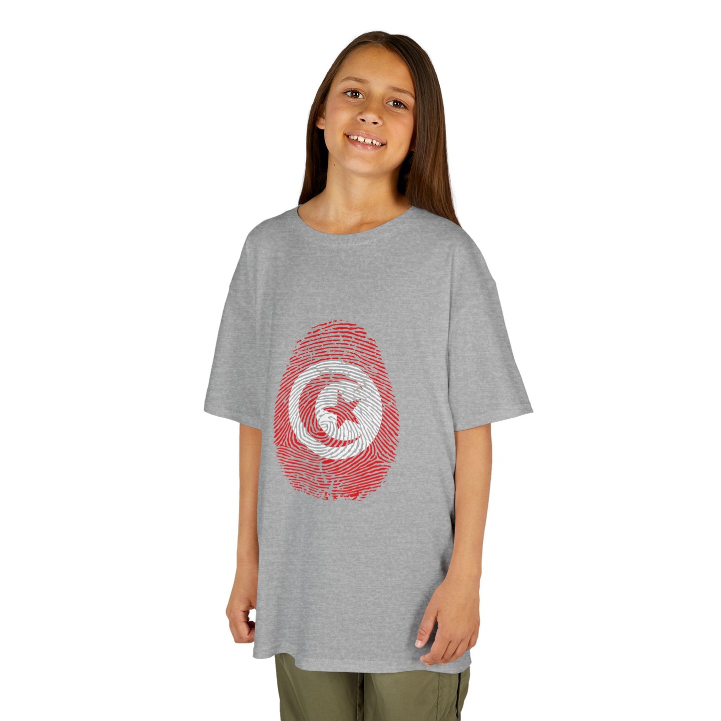 TUNISIA Fingerprint flag Soccer World Cup Fan T-Shirt (KIDS - UNISEX)