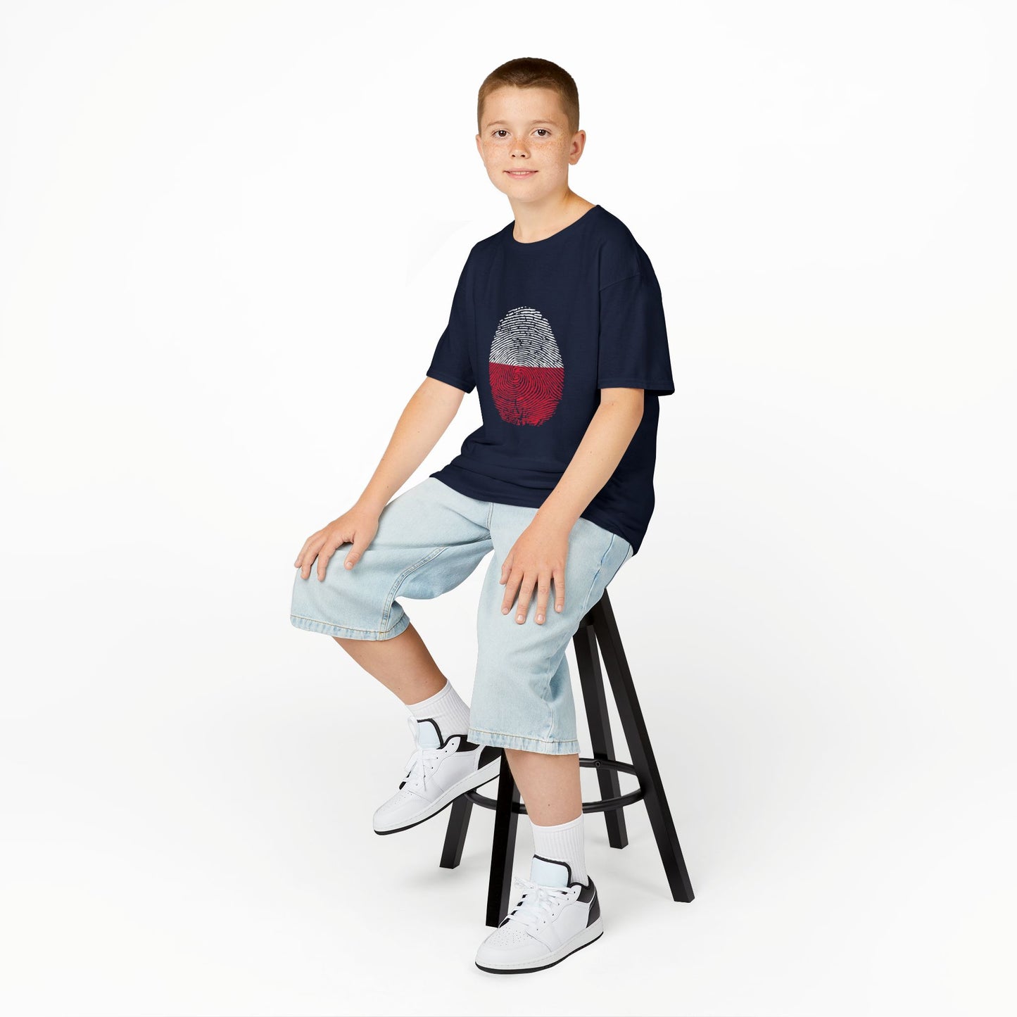 POLAND Fingerprint flag Soccer World Cup Fan T-Shirt (KIDS - UNISEX)