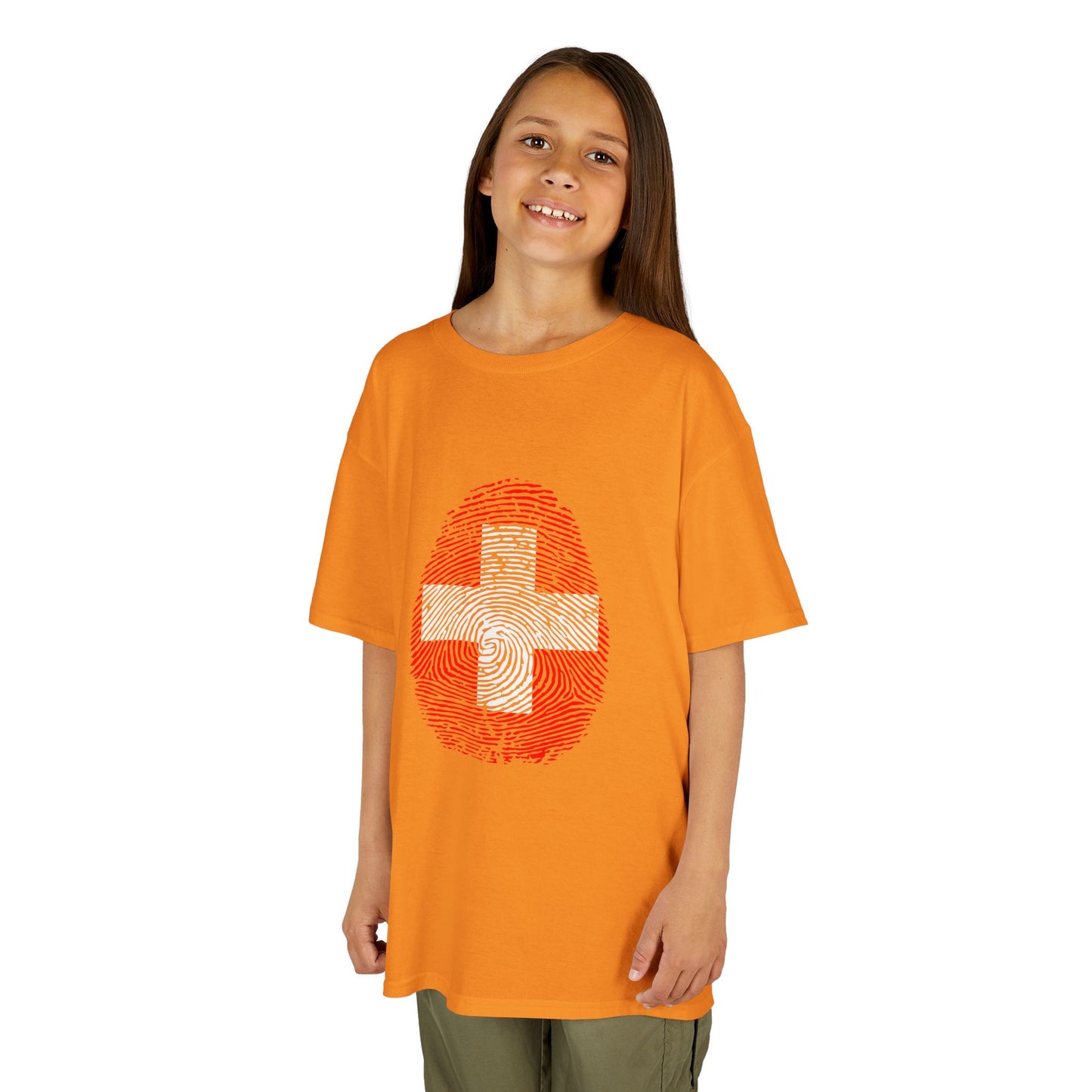 SWITZERLAND Fingerprint flag Soccer World Cup Fan T-Shirt (KIDS - UNISEX)