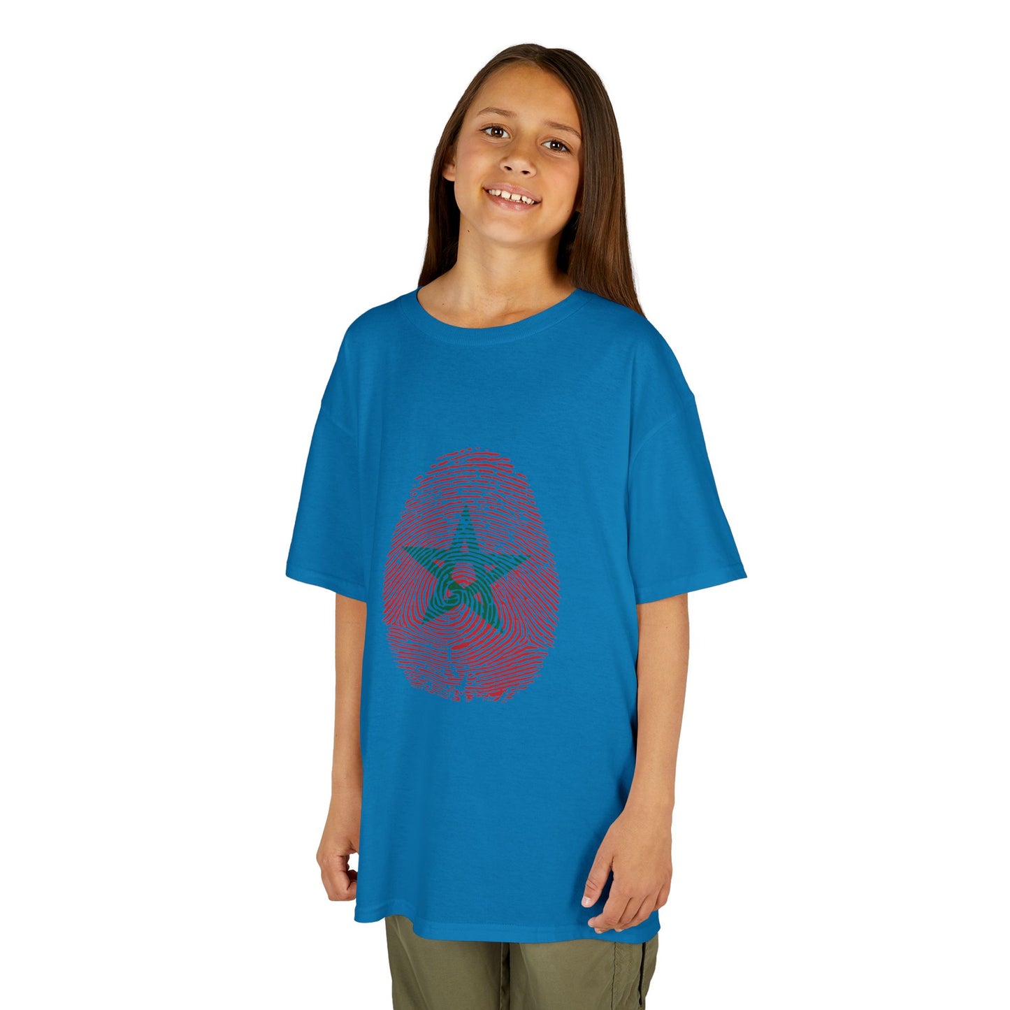 MOROCCO Fingerprint flag Soccer World Cup Fan T-Shirt (KIDS - UNISEX)