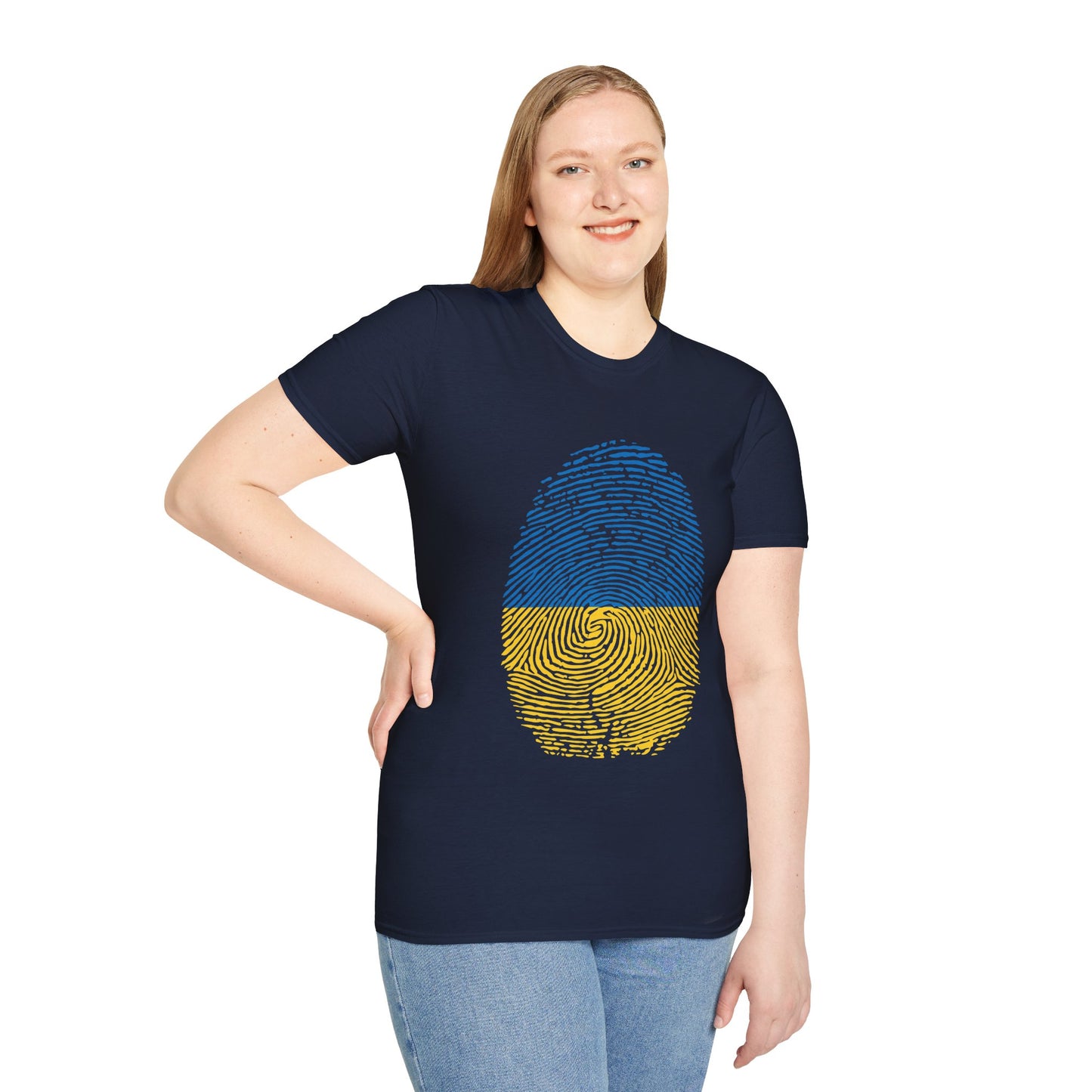 UKRAINE Fingerprint flag Soccer World Cup Fan T-Shirt (WOMEN)