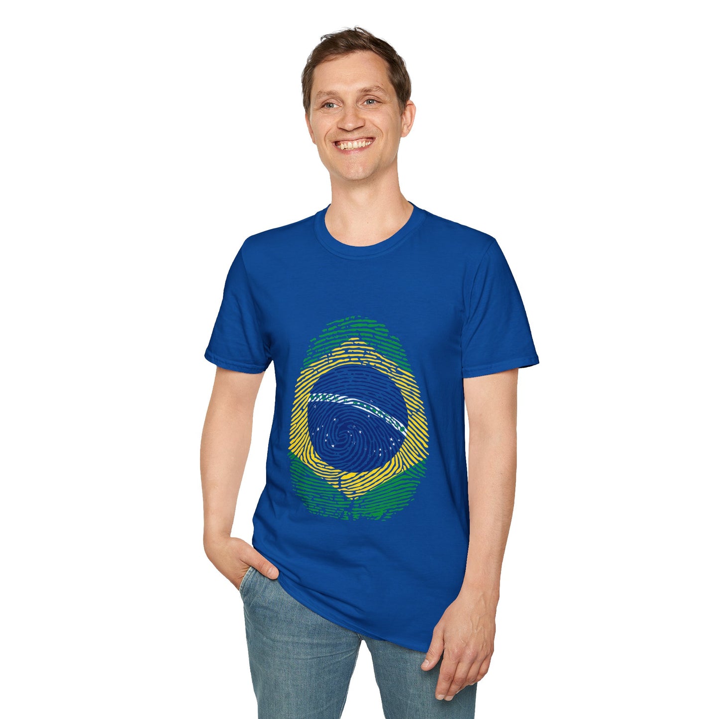 BRAZIL Fingerprint flag Soccer World Cup Fan T-Shirt (MEN)