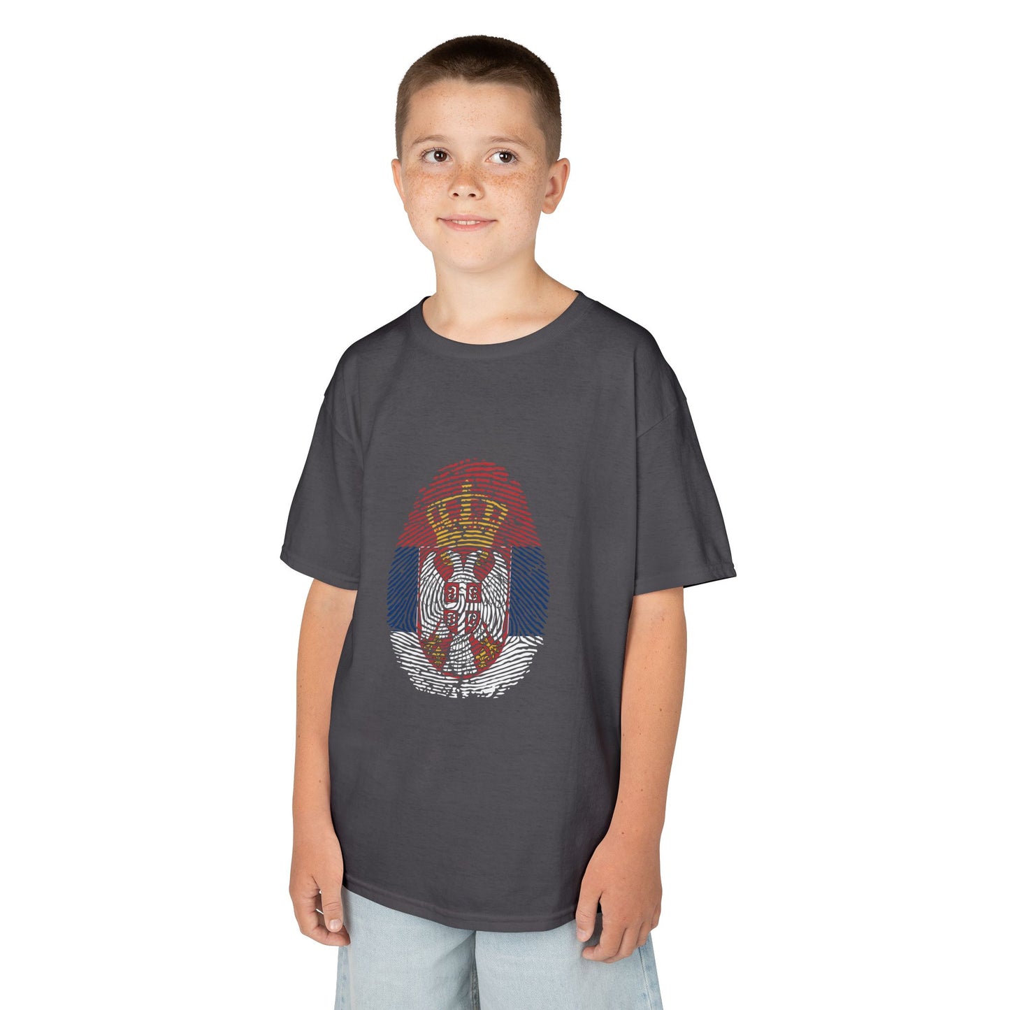 SERBIA Fingerprint flag Soccer World Cup Fan T-Shirt (KIDS - UNISEX)