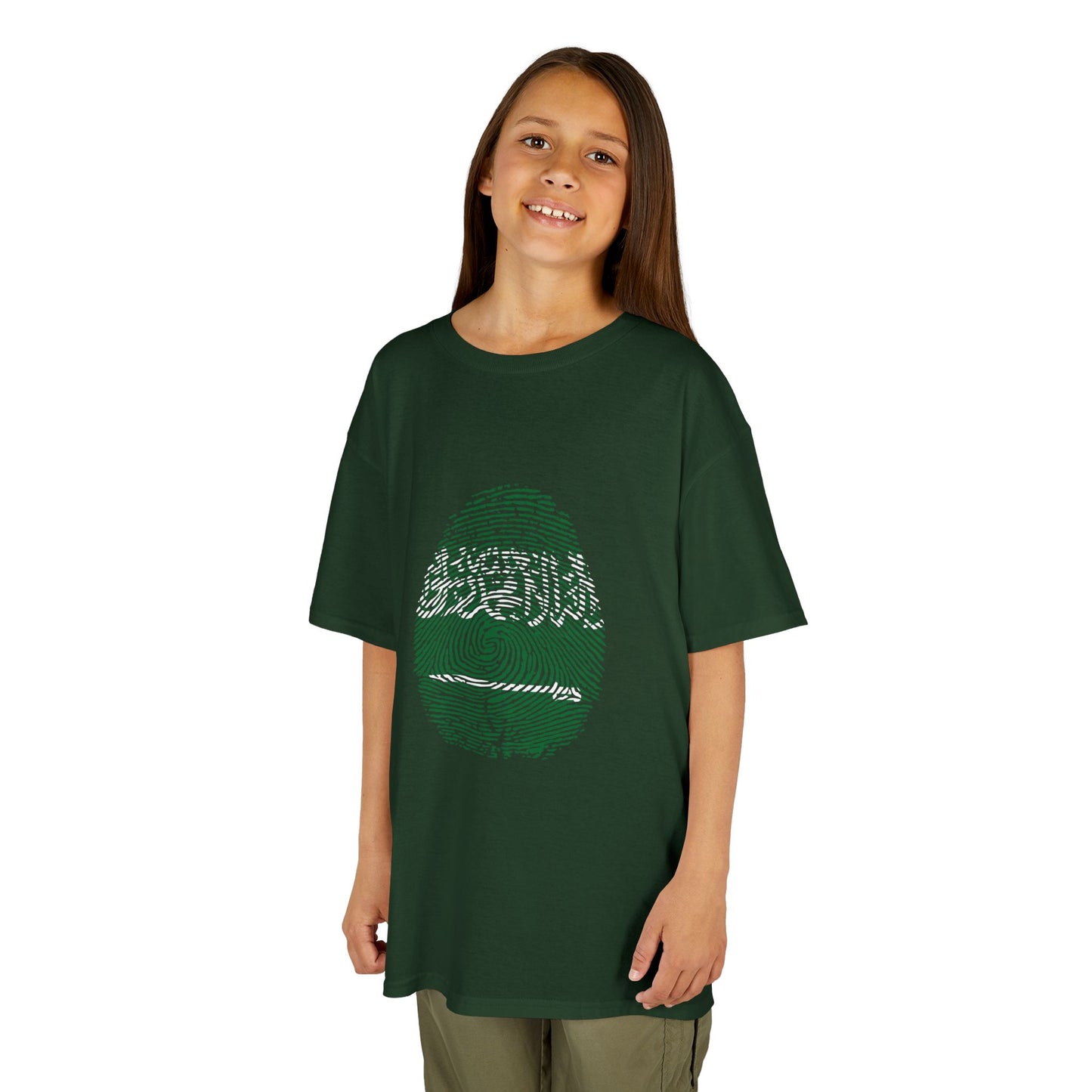 SAUDI ARABIA Fingerprint flag Soccer World Cup Fan T-Shirt (KIDS - UNISEX)