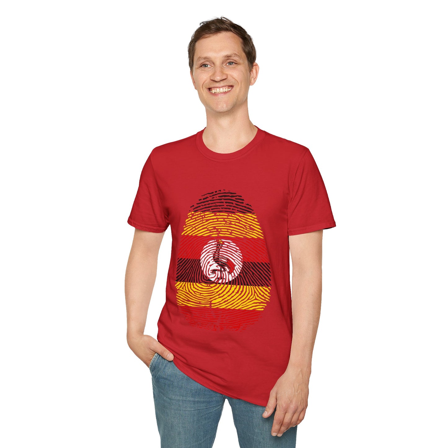 UGANDA Fingerprint flag Soccer World Cup Fan T-Shirt (MEN)