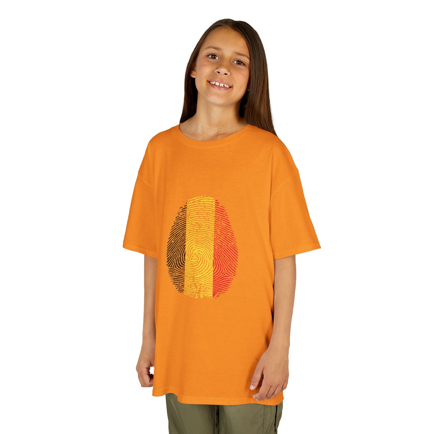 BELGIUM Fingerprint flag Soccer World Cup Fan T-Shirt (KIDS - UNISEX)