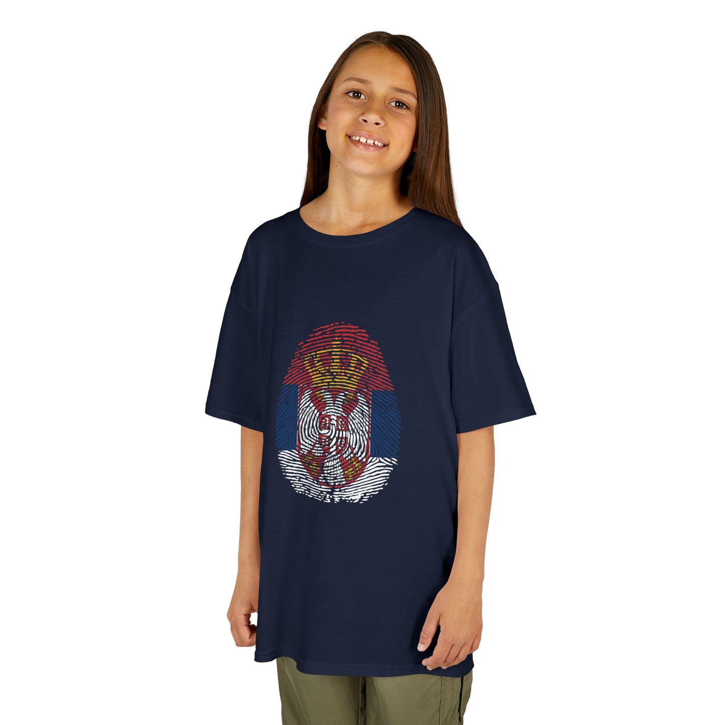 SERBIA Fingerprint flag Soccer World Cup Fan T-Shirt (KIDS - UNISEX)