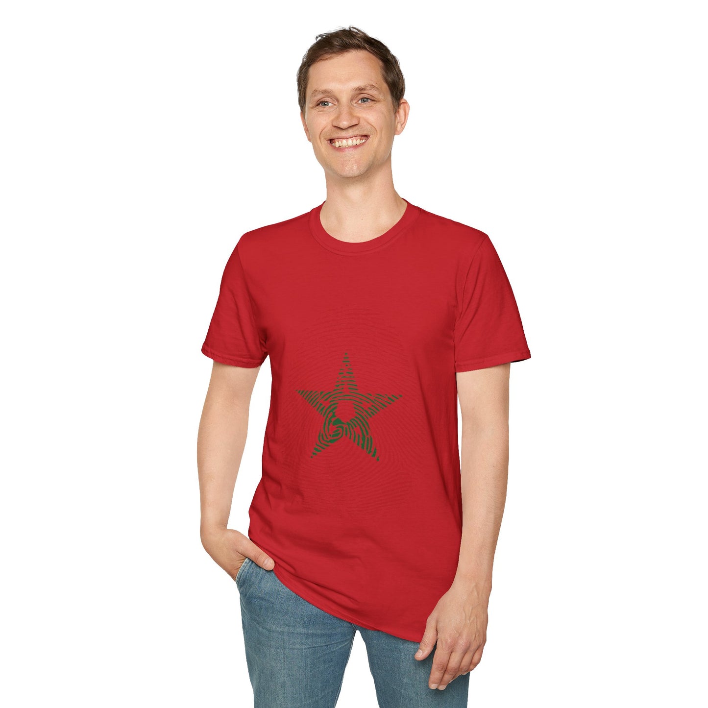 MOROCCO Fingerprint flag Soccer World Cup Fan T-Shirt (MEN)