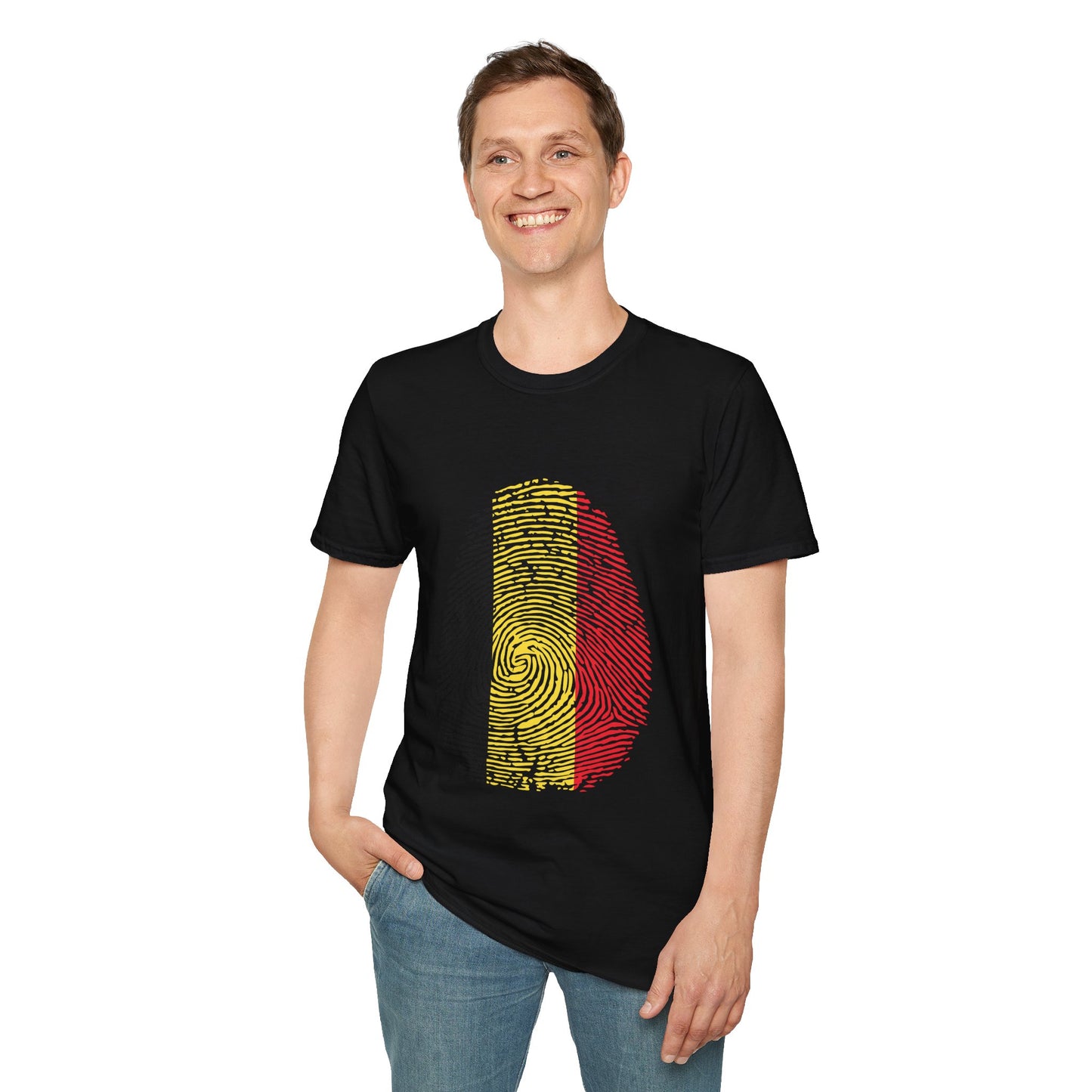 BELGIUM Fingerprint flag Soccer World Cup Fan T-Shirt (MEN)