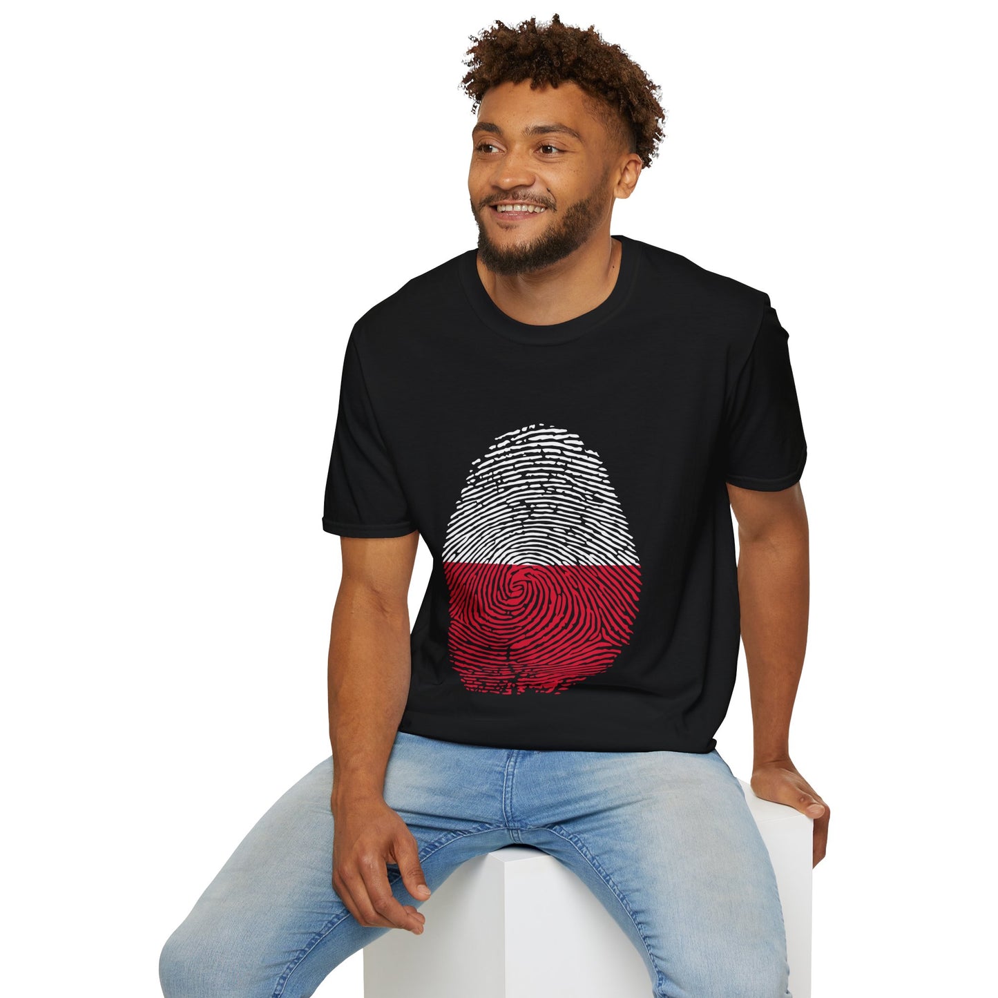 POLAND Fingerprint flag Soccer World Cup Fan T-Shirt (MEN)