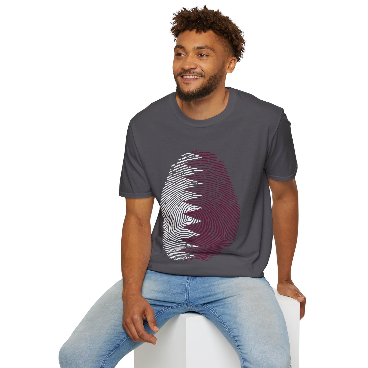 QATAR Fingerprint flag Soccer World Cup Fan T-Shirt (MEN)