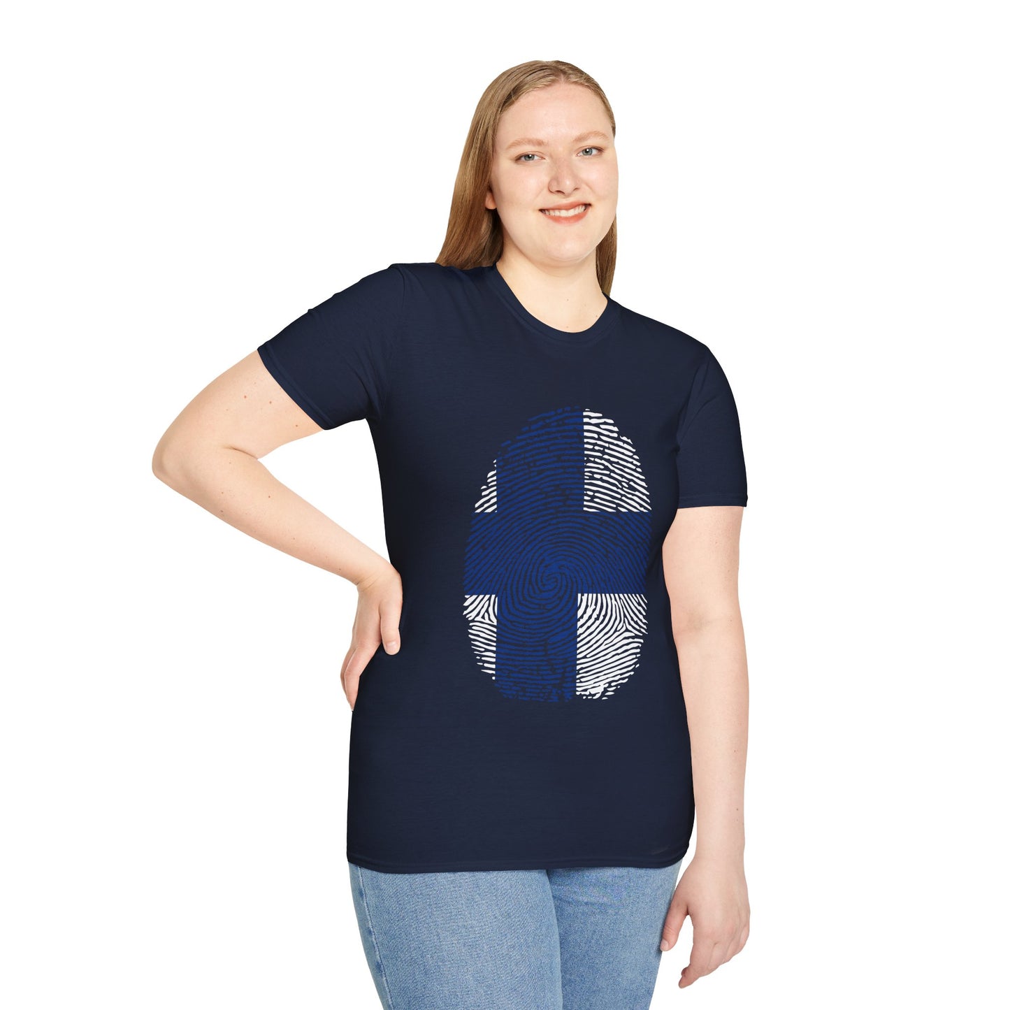 FINLAND Fingerprint flag Soccer World Cup Fan T-Shirt (WOMEN)
