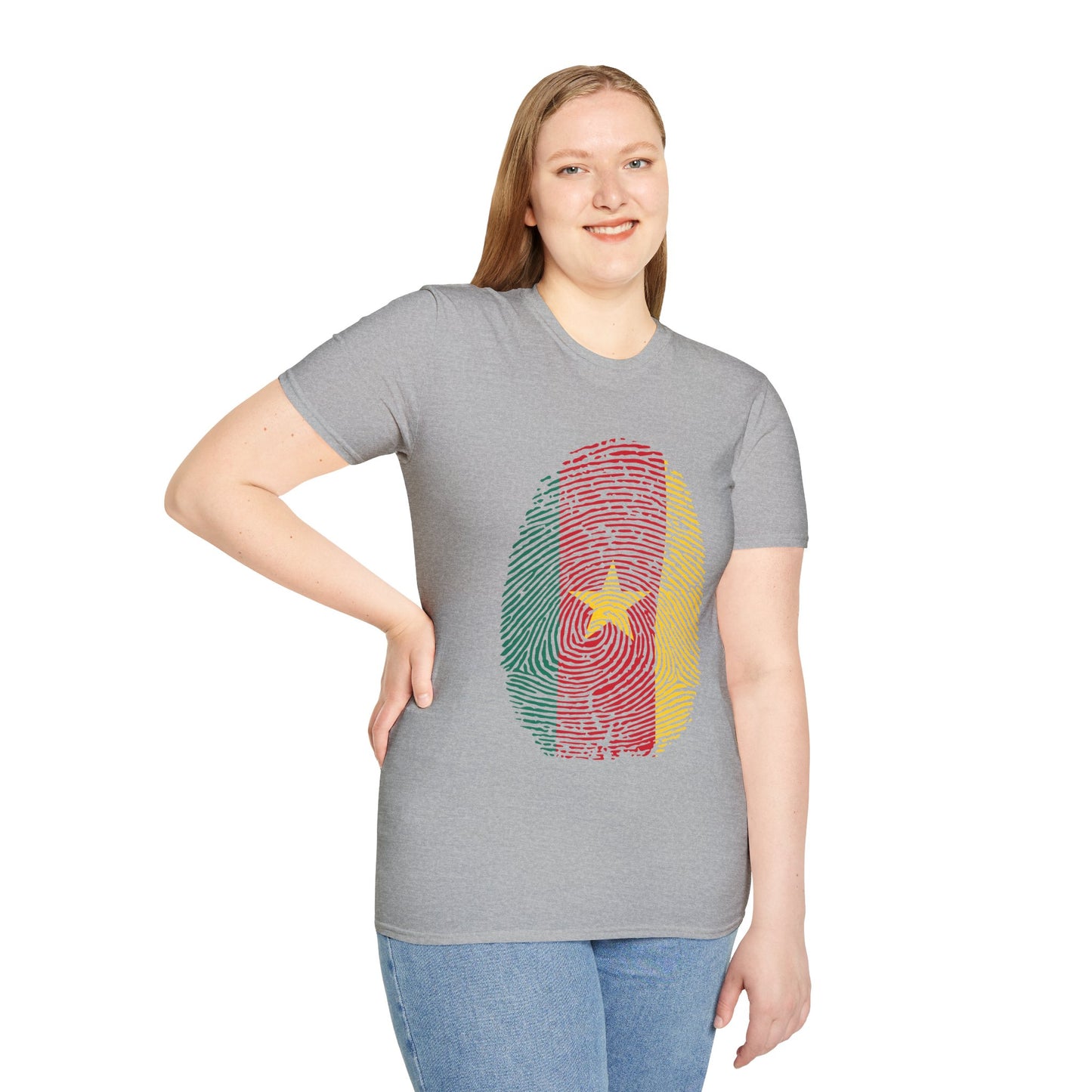 CAMEROON Fingerprint flag Soccer World Cup Fan T-Shirt (WOMEN)