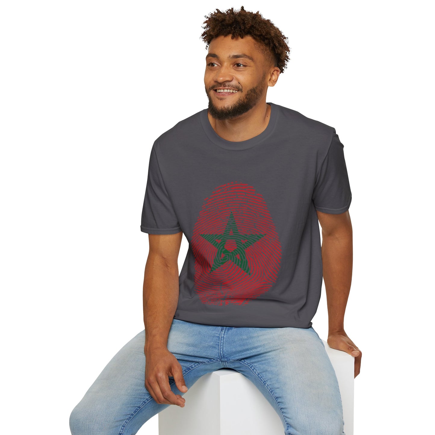 MOROCCO Fingerprint flag Soccer World Cup Fan T-Shirt (MEN)