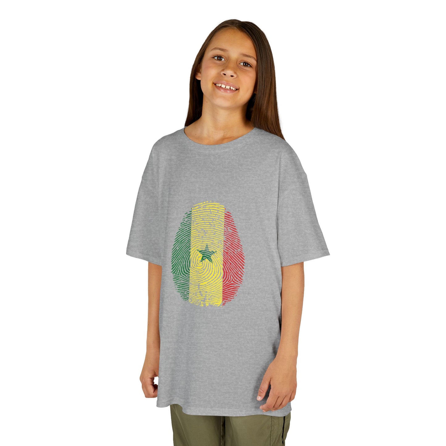 SENEGAL Fingerprint flag Soccer World Cup Fan T-Shirt (KIDS - UNISEX)