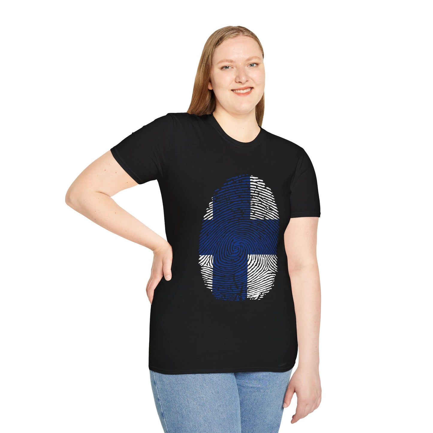 FINLAND Fingerprint flag Soccer World Cup Fan T-Shirt (WOMEN)