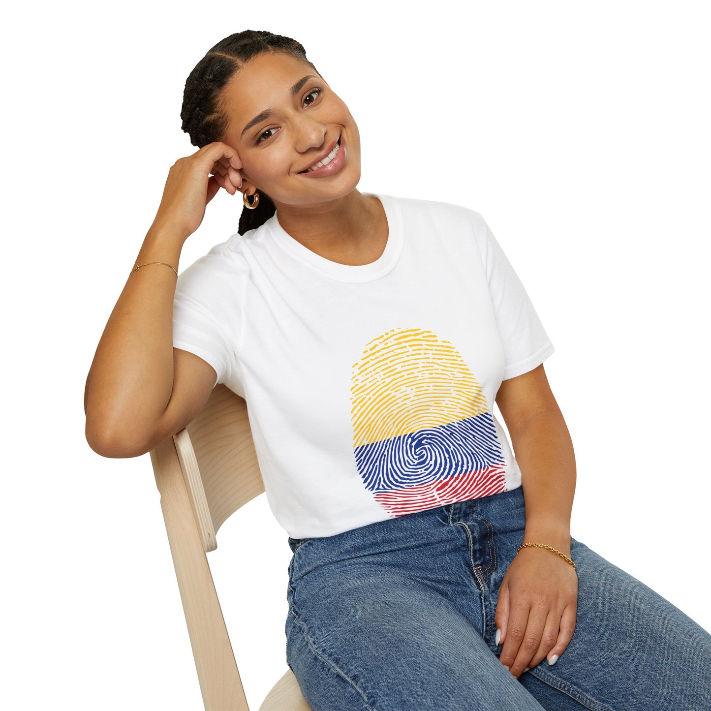 COLOMBIA Fingerprint flag Soccer World Cup Fan T-Shirt (WOMEN)