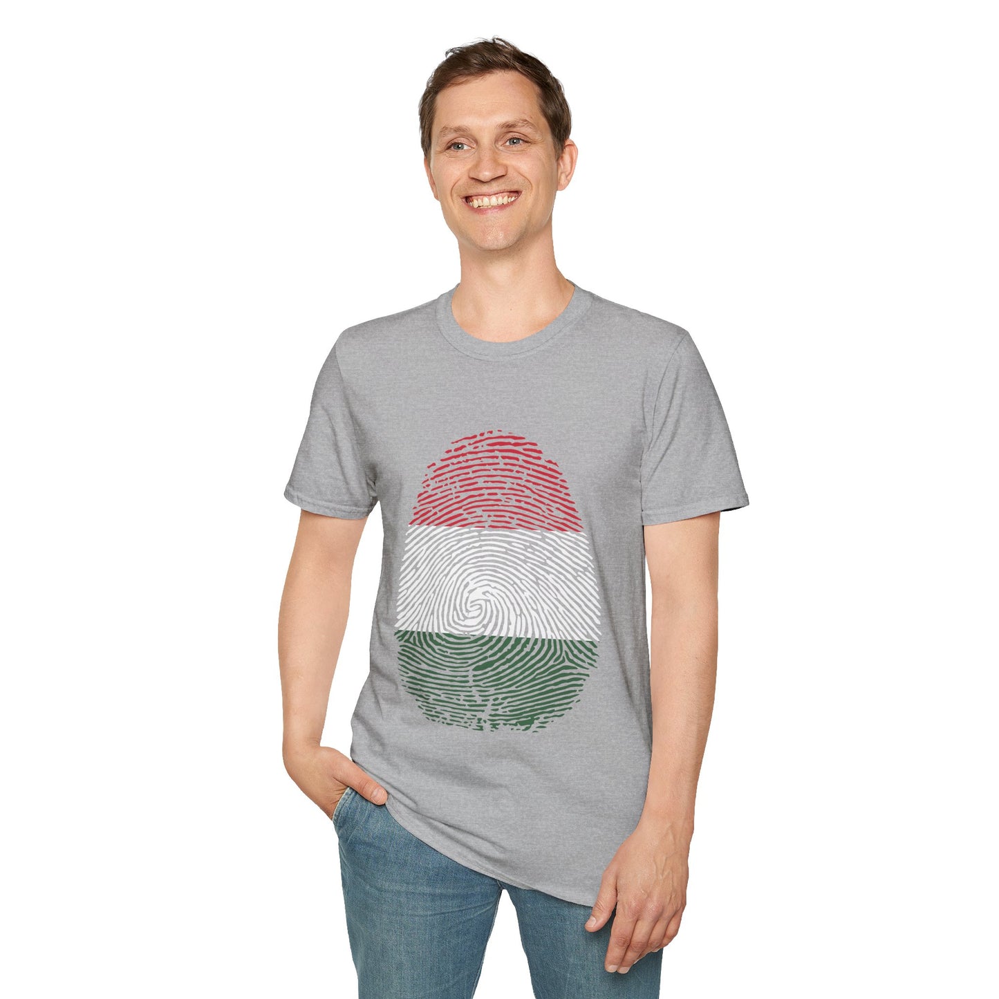 HUNGARY Fingerprint flag Soccer World Cup Fan T-Shirt (MEN)