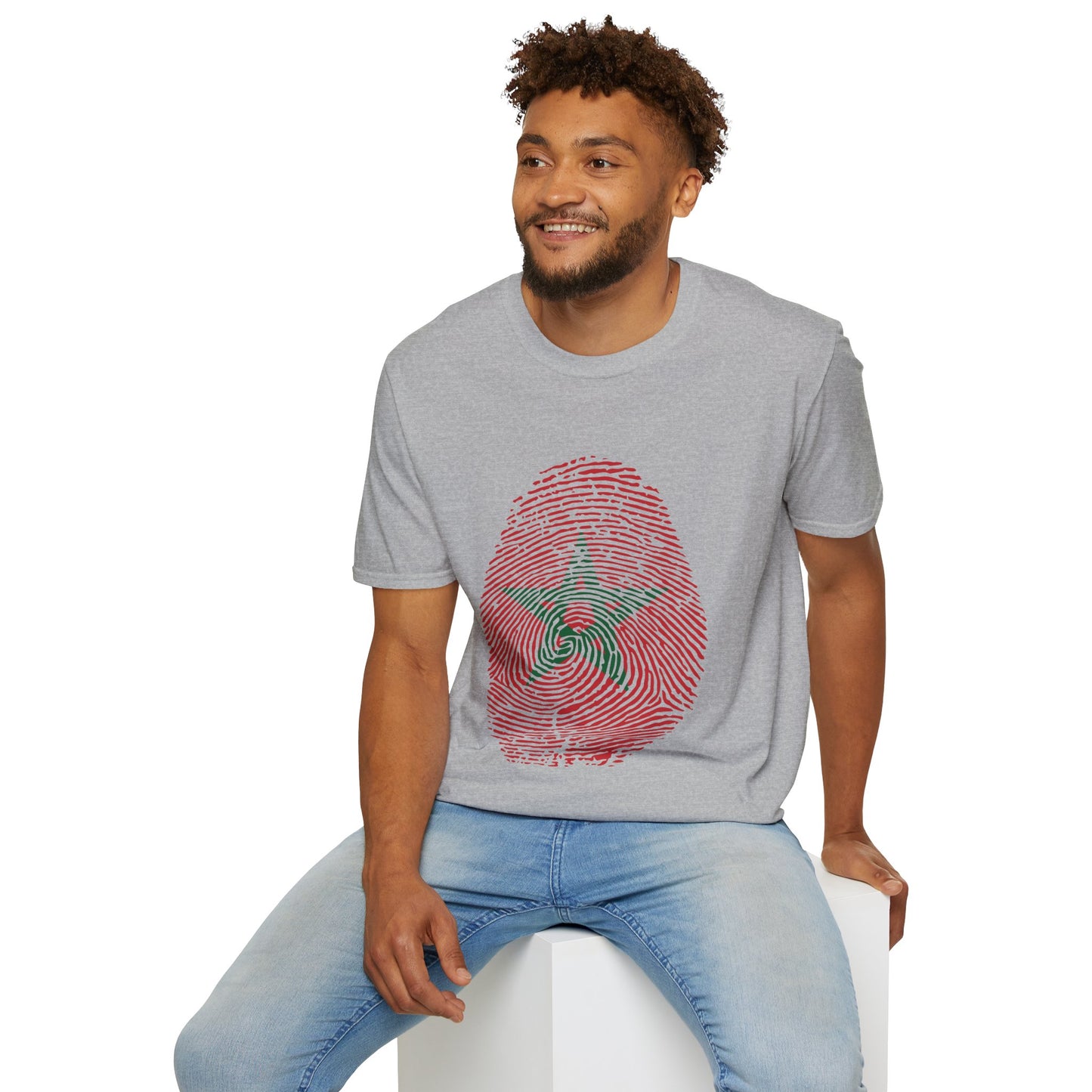MOROCCO Fingerprint flag Soccer World Cup Fan T-Shirt (MEN)