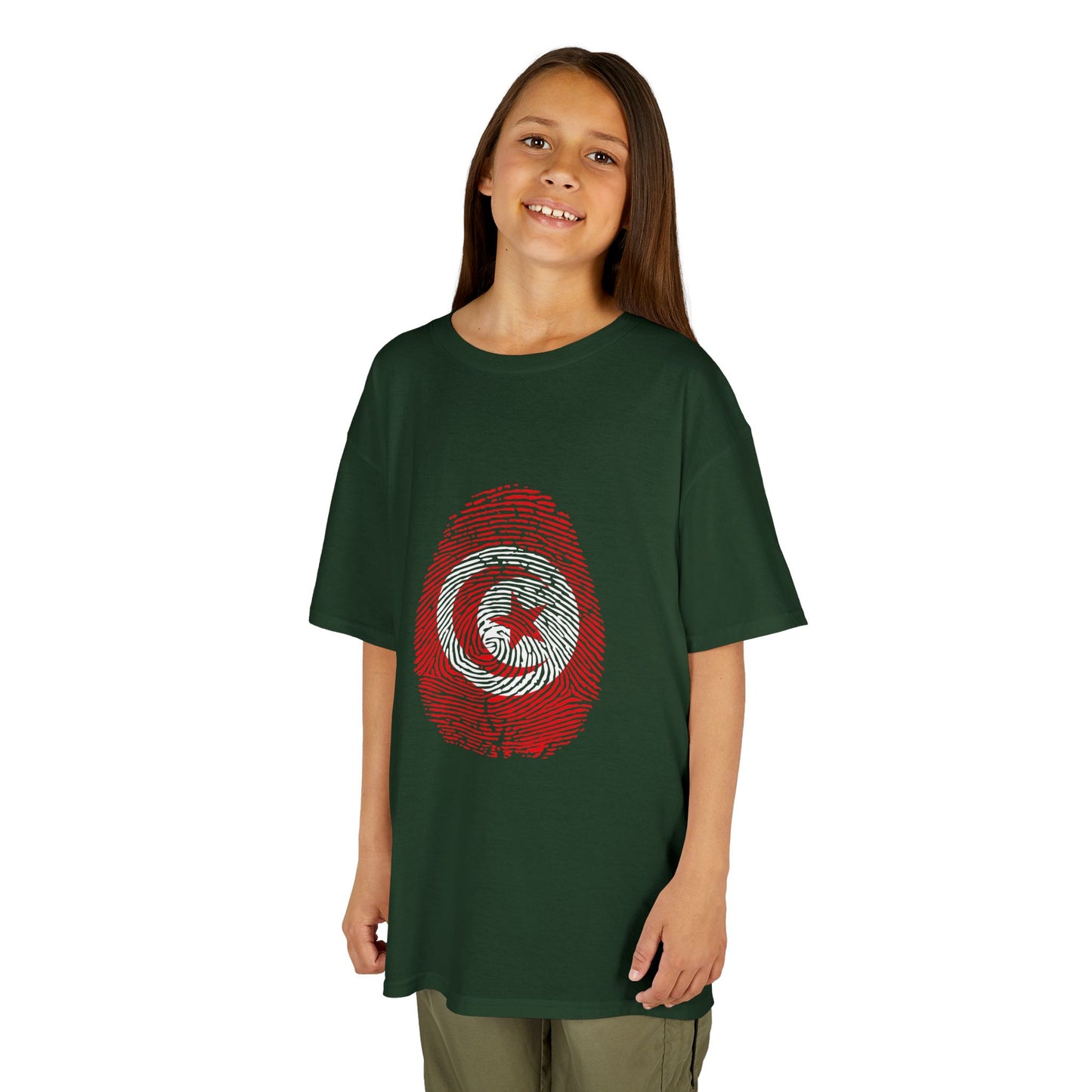 TUNISIA Fingerprint flag Soccer World Cup Fan T-Shirt (KIDS - UNISEX)