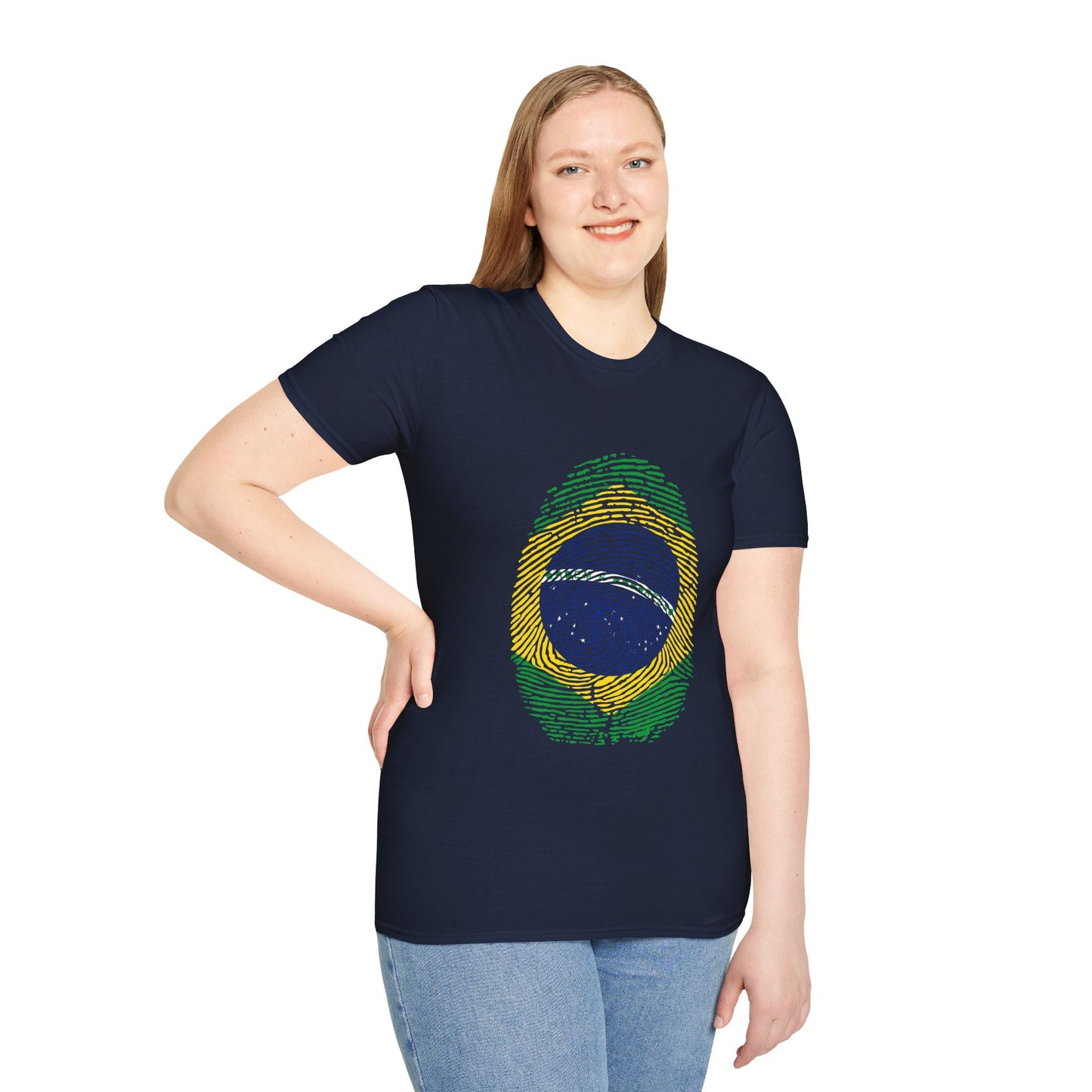BRAZIL Fingerprint flag Soccer World Cup Fan T-Shirt (WOMEN)