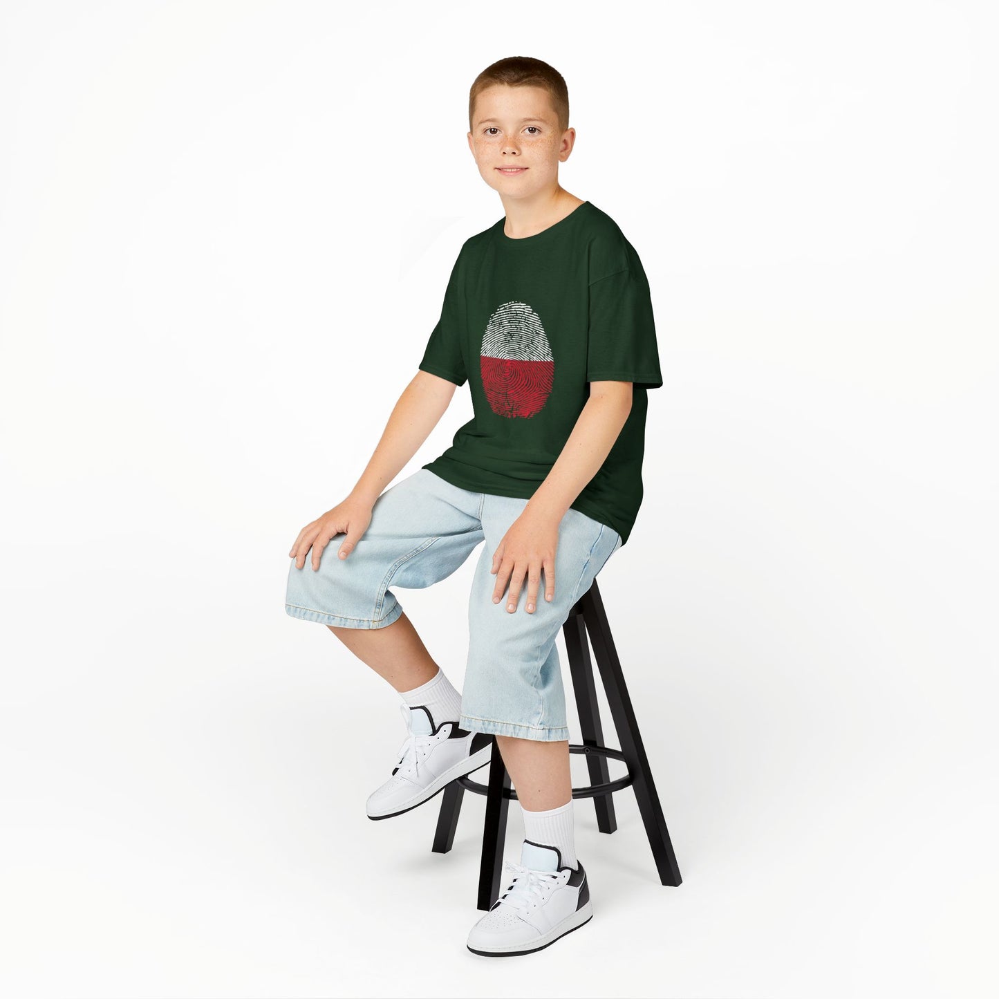 POLAND Fingerprint flag Soccer World Cup Fan T-Shirt (KIDS - UNISEX)