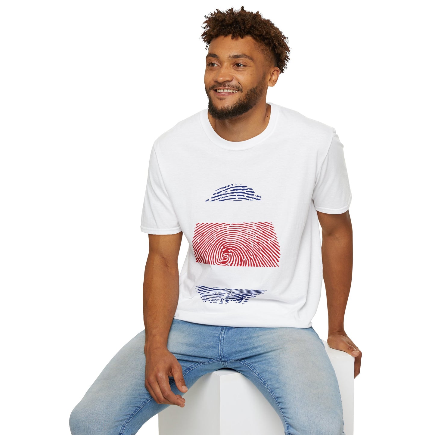 COSTA RICA Fingerprint flag Soccer World Cup Fan T-Shirt (MEN)